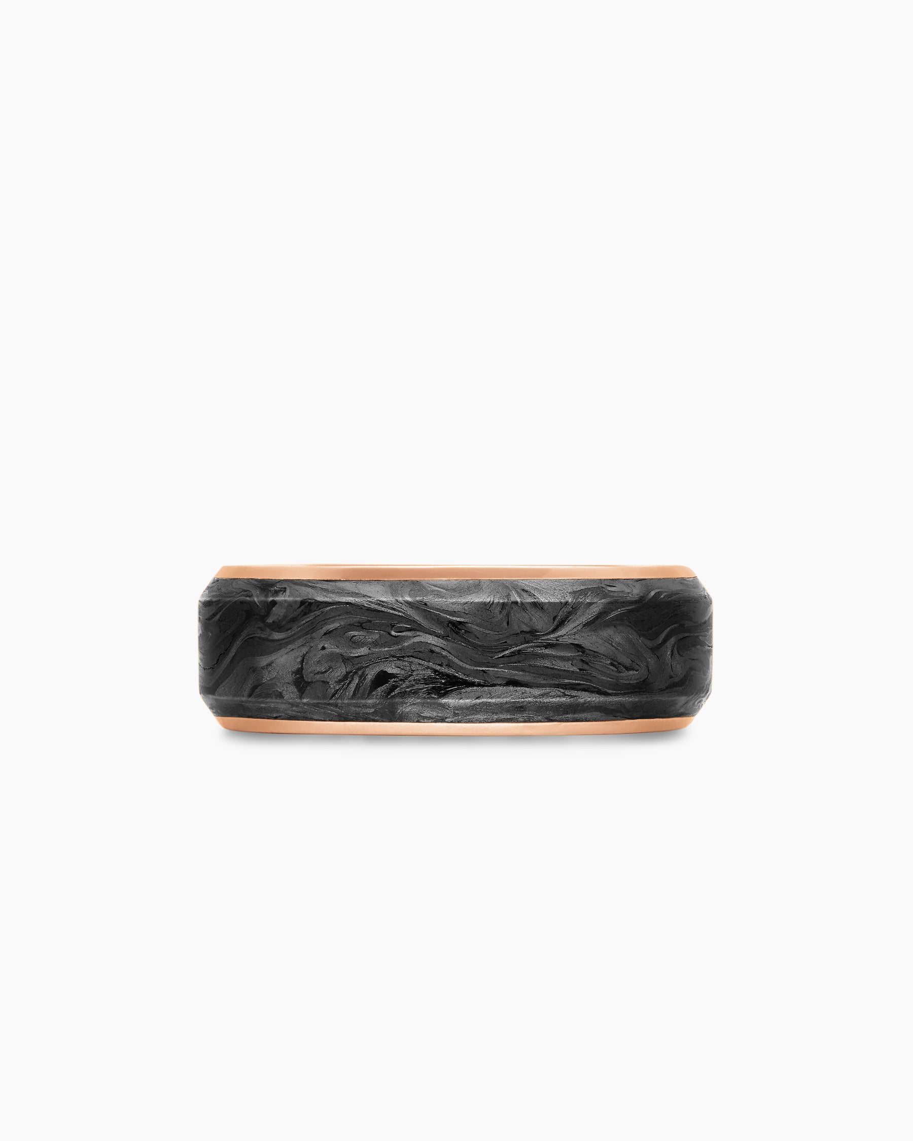 Streamline Band Ring in 18K Rose Gold with Forged Carbon, 8mm - Image 4
