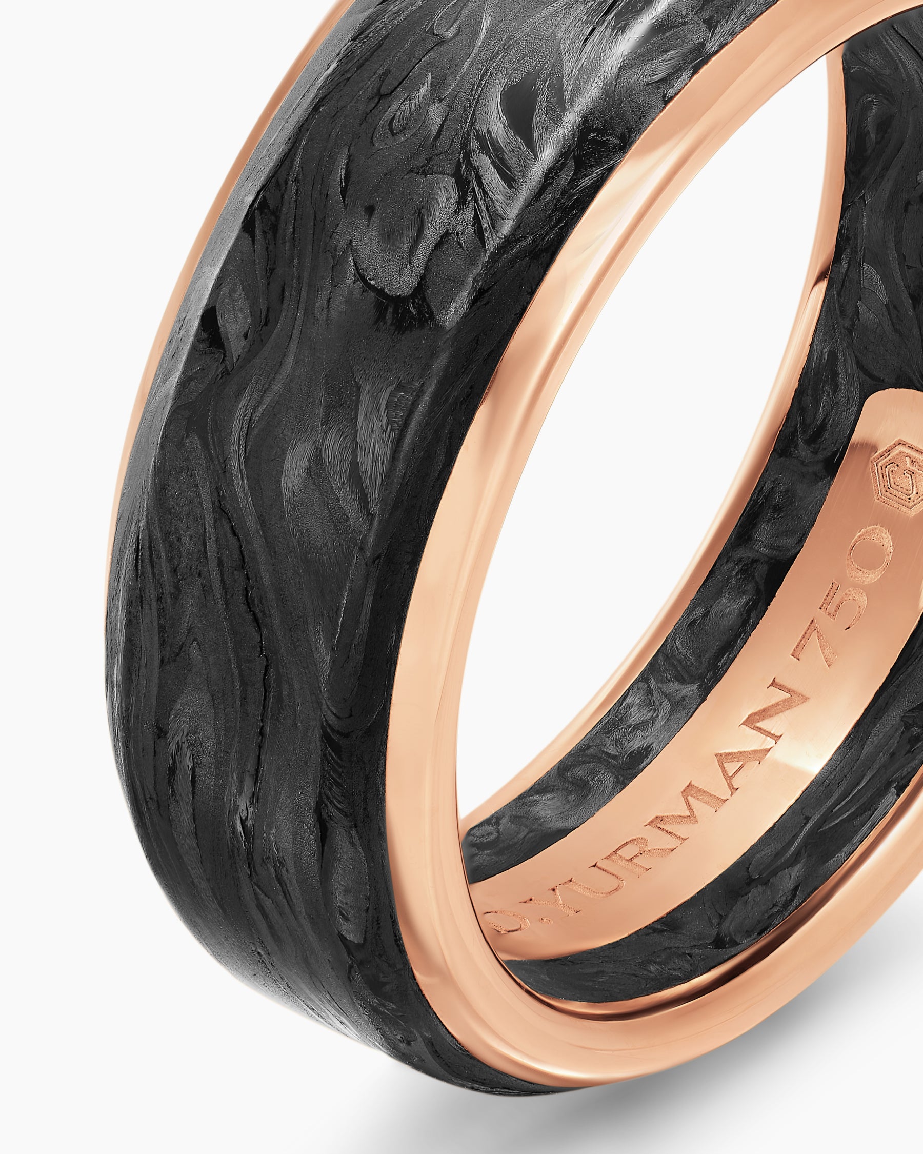 Streamline Band Ring in 18K Rose Gold with Forged Carbon, 8mm - Image 5