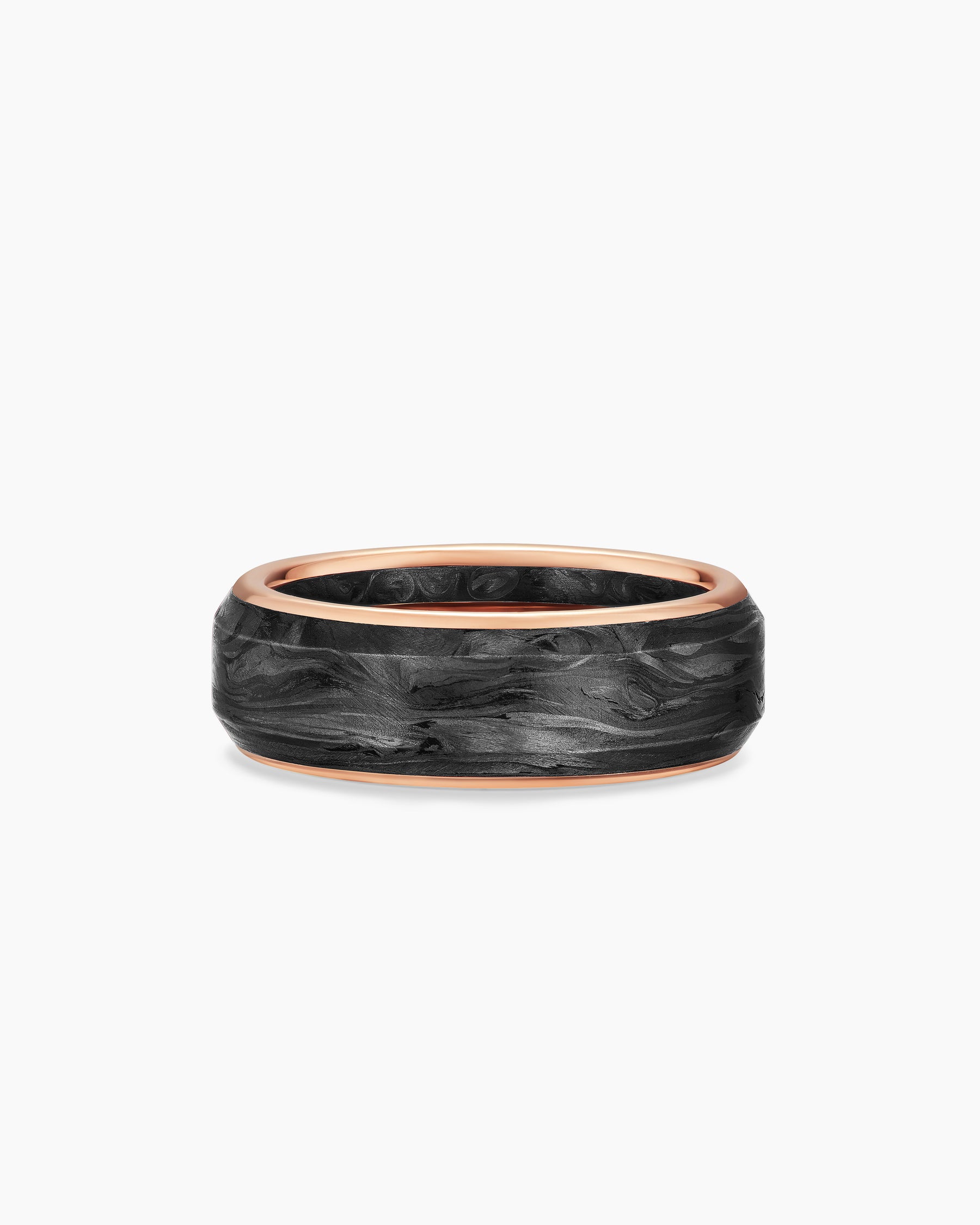 Streamline Band Ring in 18K Rose Gold with Forged Carbon, 8mm