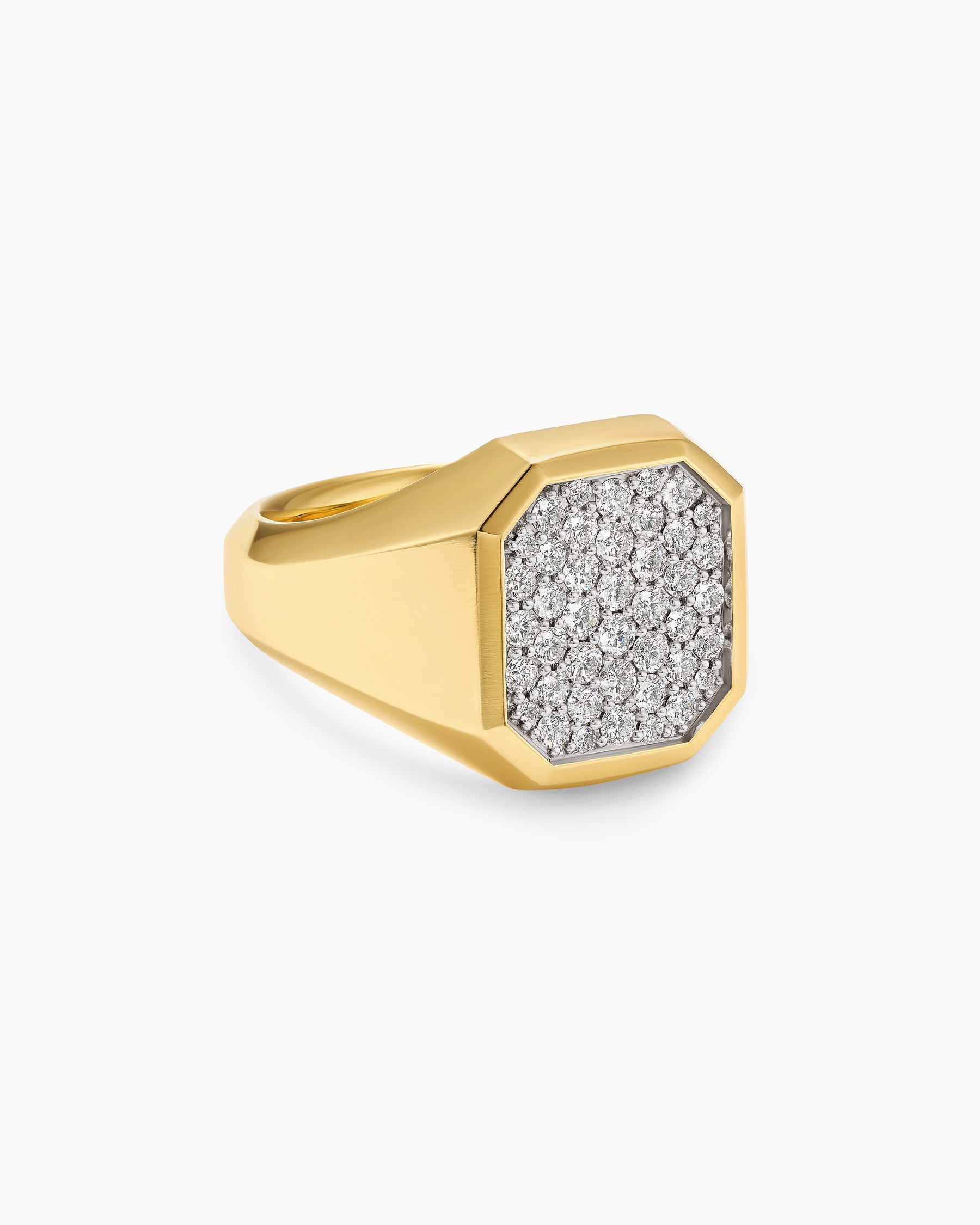 Streamline Signet Ring in 18K Yellow Gold with Diamonds, 18mm