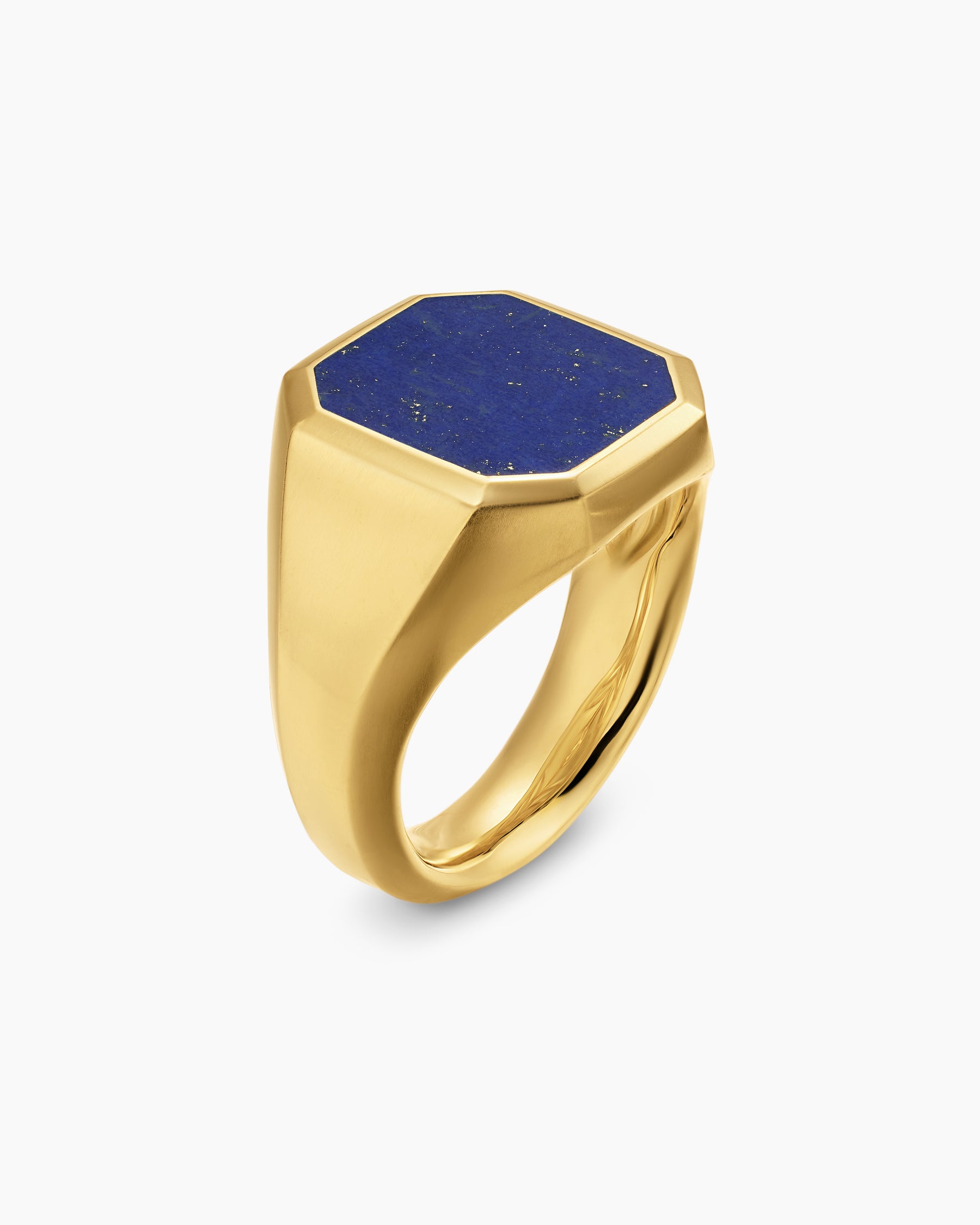 Streamline Signet Ring in 18K Yellow Gold with Lapis, 18mm - Image 3