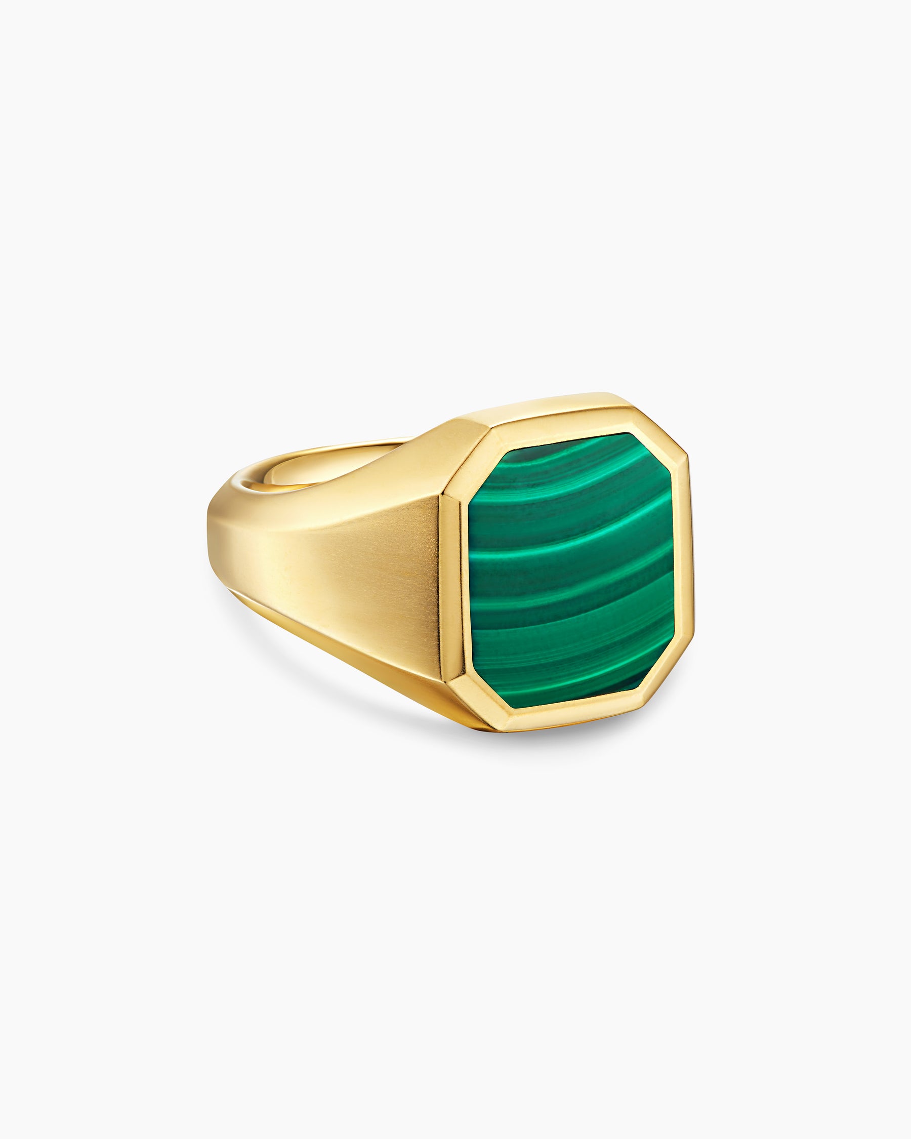 Streamline Signet Ring in 18K Yellow Gold with Malachite, 18mm