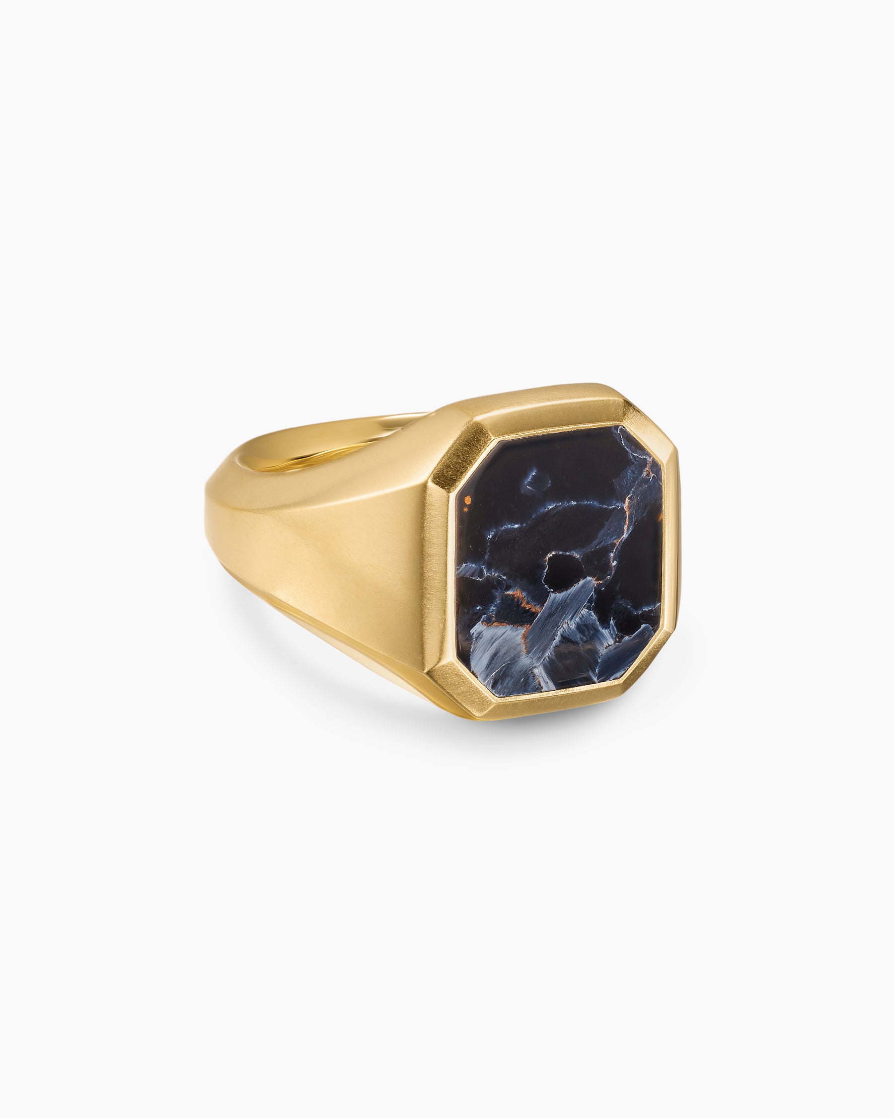 Streamline Signet Ring in 18K Yellow Gold with Pietersite, 18mm