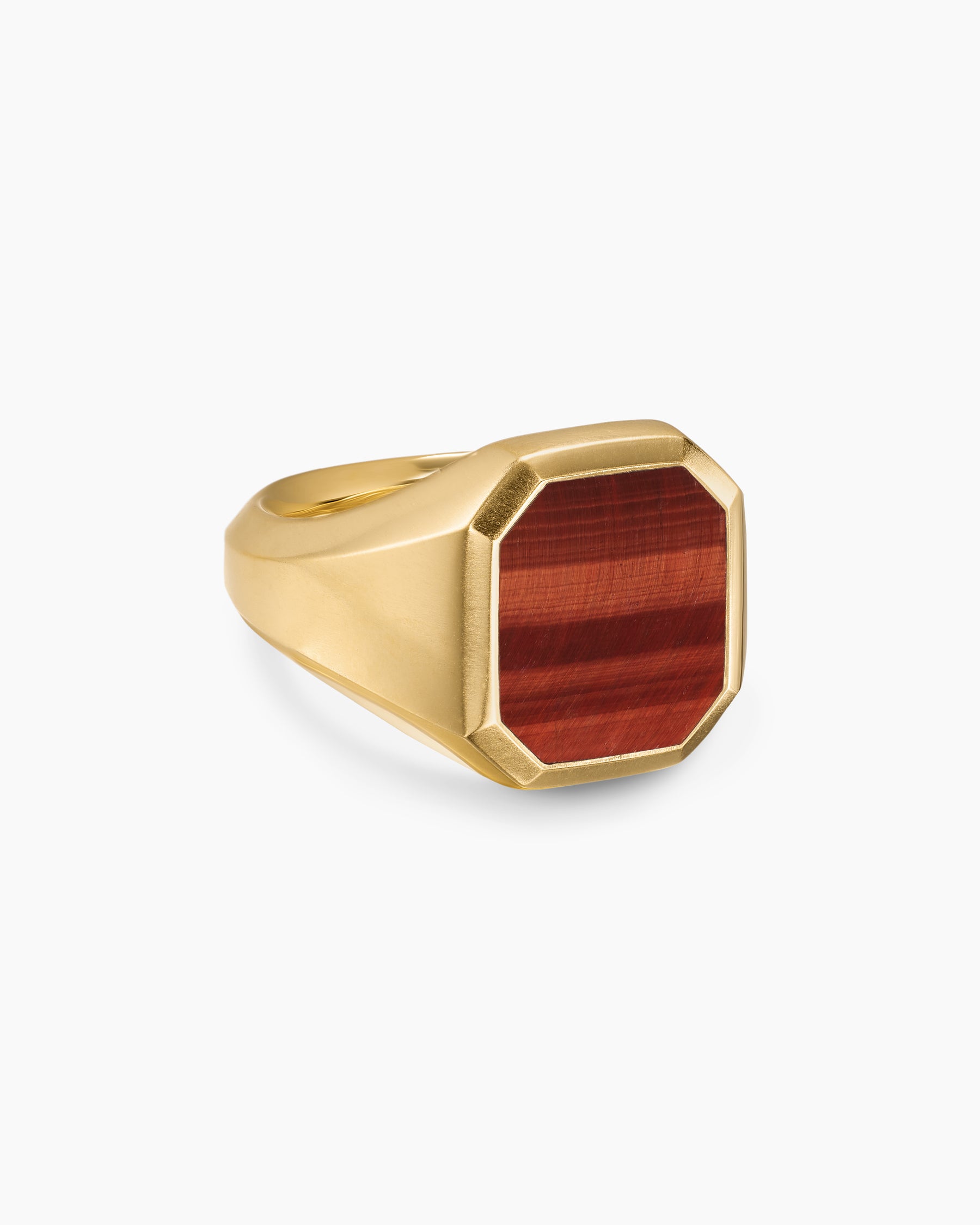 Streamline Signet Ring in 18K Yellow Gold with Red Tiger's Eye, 18mm