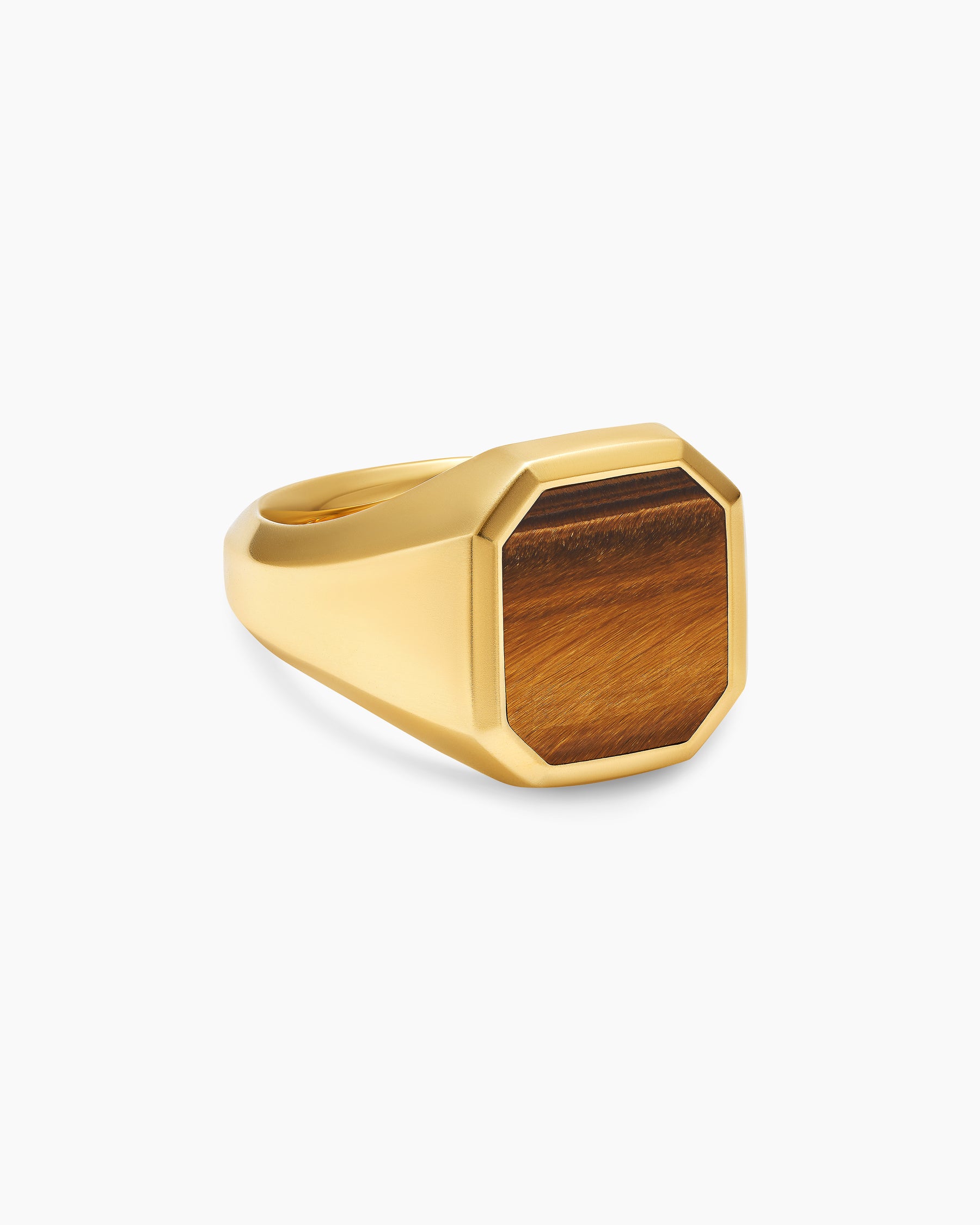 Streamline Signet Ring in 18K Yellow Gold with Tiger's Eye, 18mm
