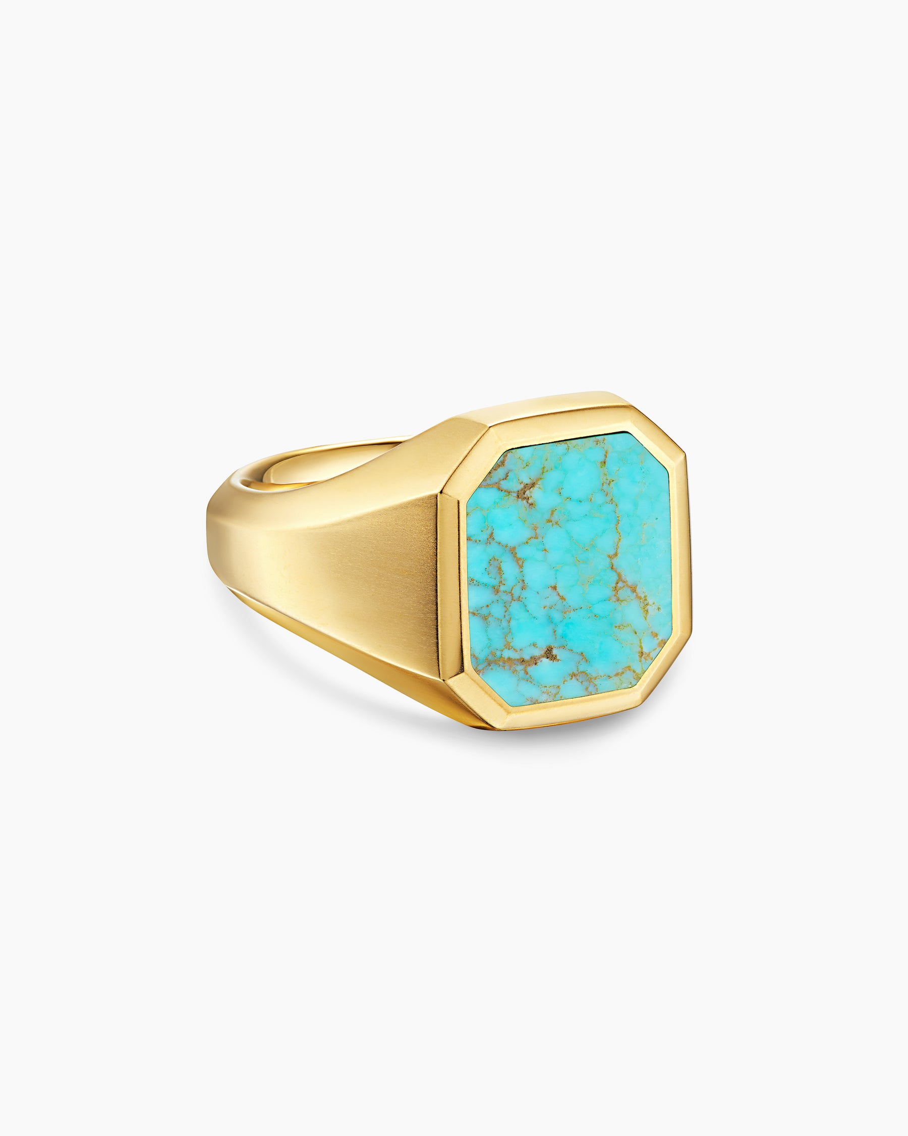 Streamline Signet Ring in 18K Yellow Gold with Turquoise, 18mm