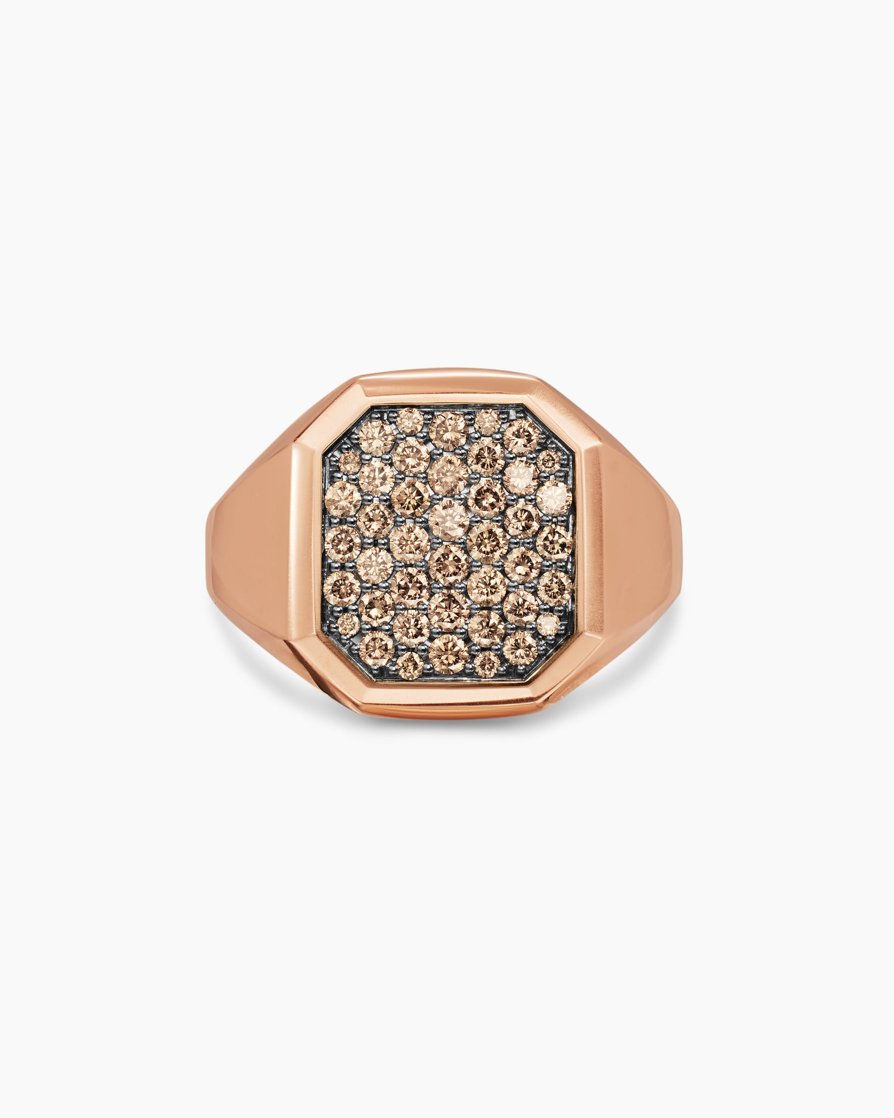 Streamline Signet Ring in 18K Rose Gold with Cognac Diamonds, 18mm - Image 4