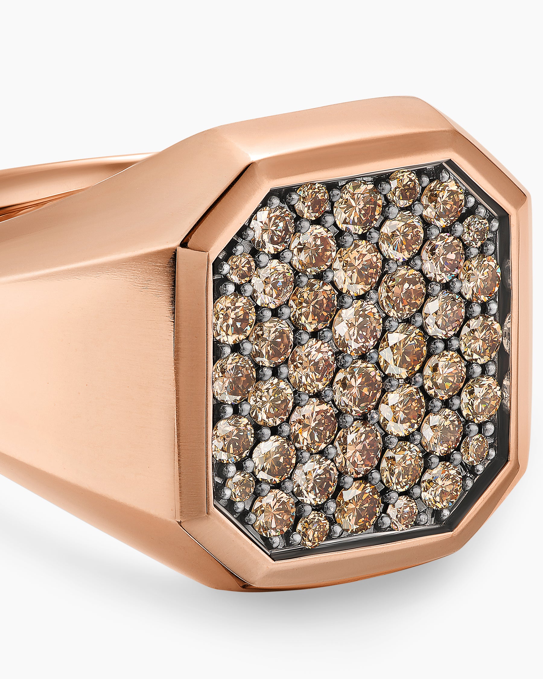 Streamline Signet Ring in 18K Rose Gold with Cognac Diamonds, 18mm - Image 5