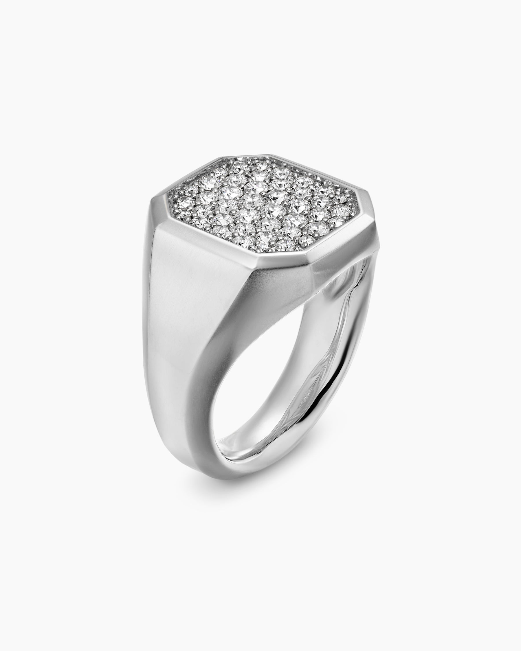 Streamline Signet Ring in Sterling Silver with Diamonds, 18mm - Image 3
