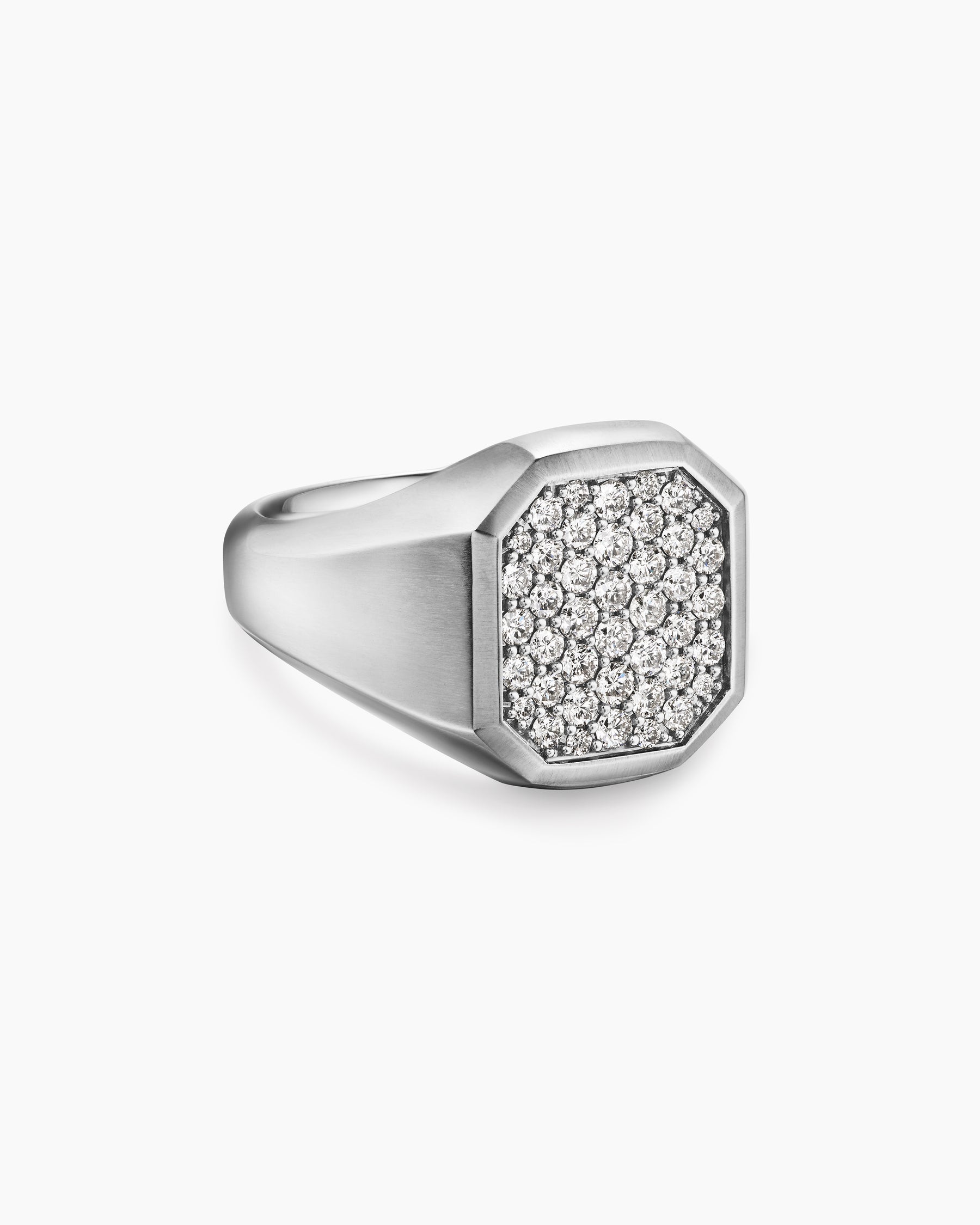 Streamline Signet Ring in Sterling Silver with Diamonds, 18mm