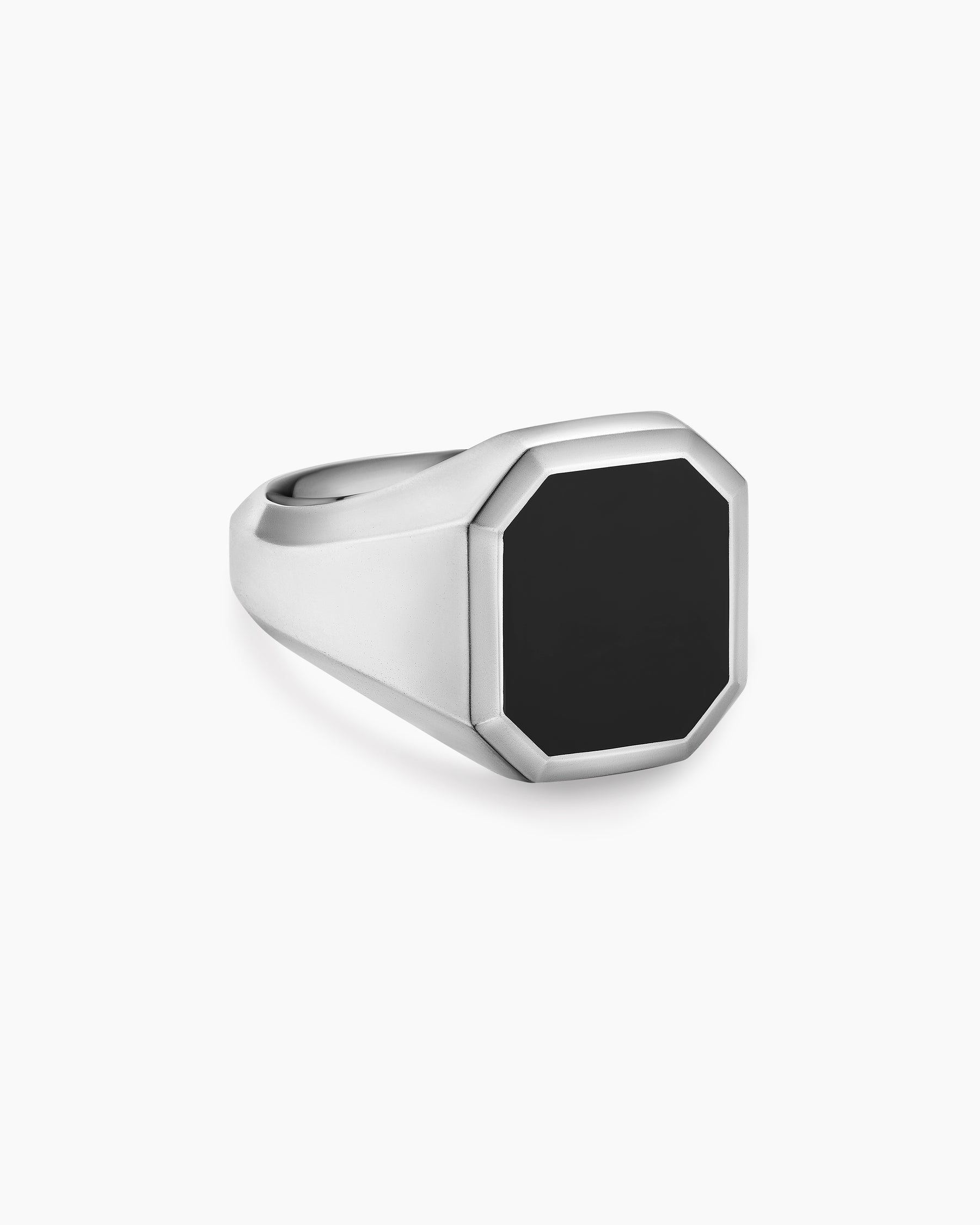 Streamline Signet Ring in Sterling Silver with Black Onyx, 18mm