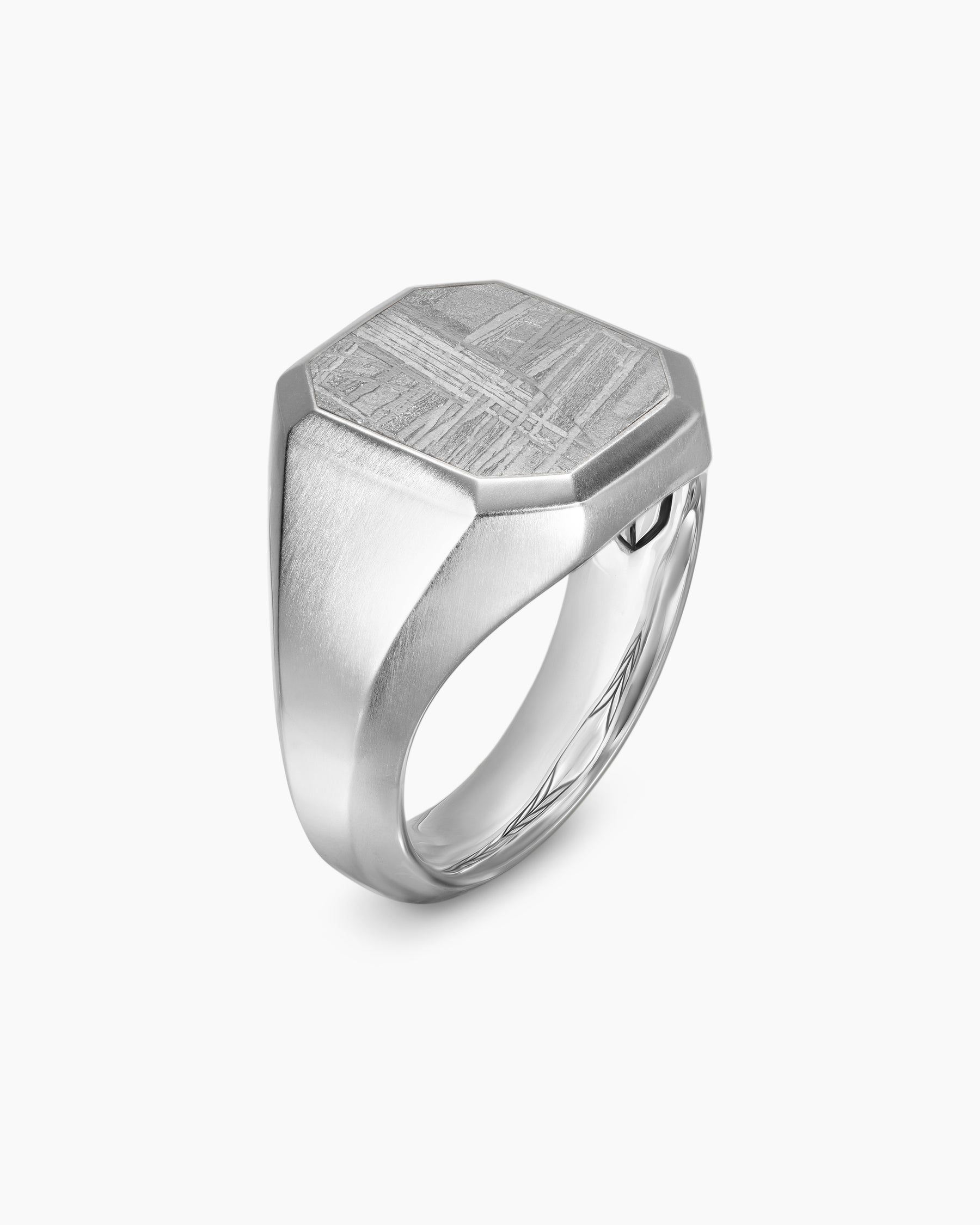 Streamline Signet Ring in Sterling Silver with Meteorite, 18mm - Image 3