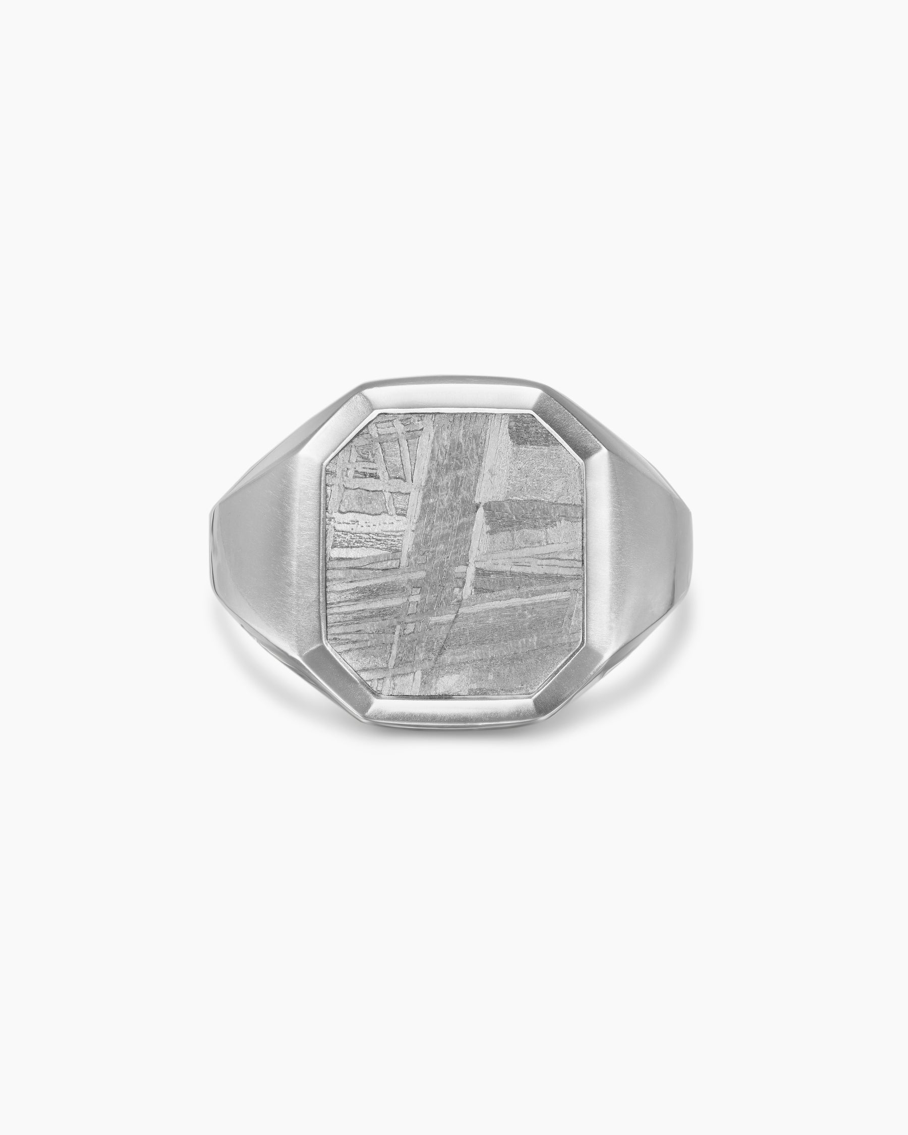 Streamline Signet Ring in Sterling Silver with Meteorite, 18mm - Image 4
