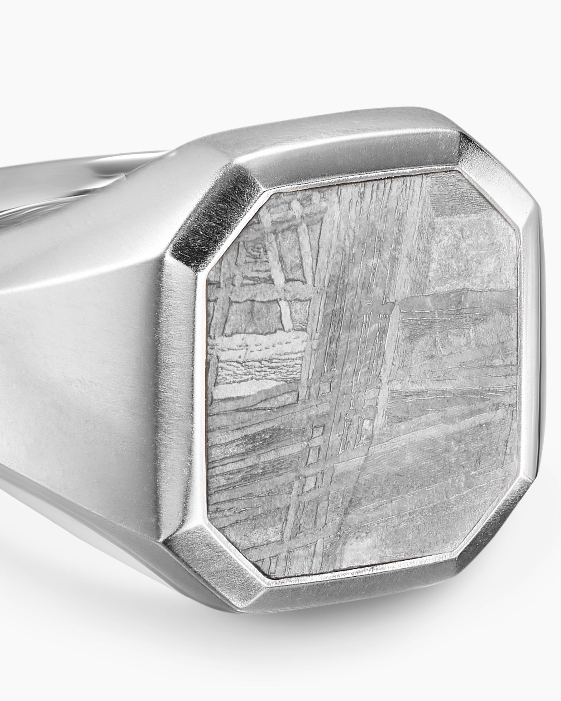 Streamline Signet Ring in Sterling Silver with Meteorite, 18mm - Image 5