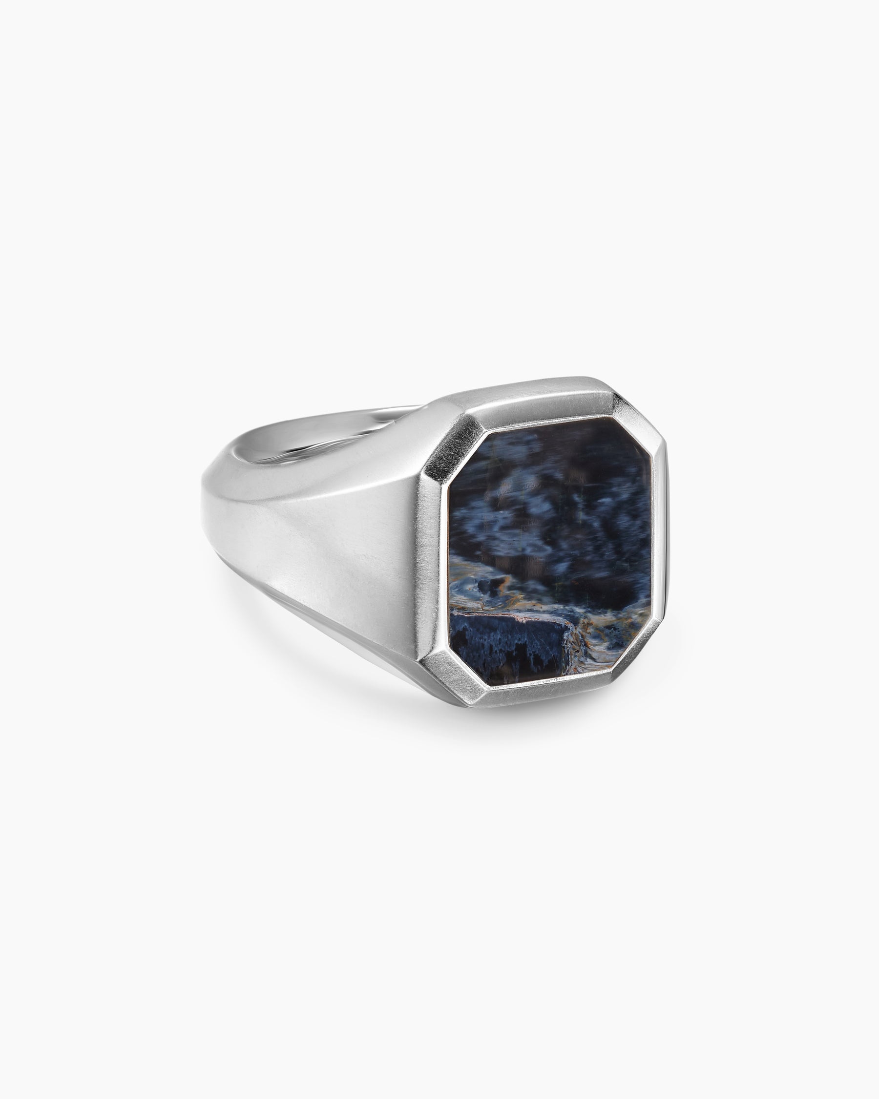 Streamline Signet Ring in Sterling Silver with Pietersite, 18mm