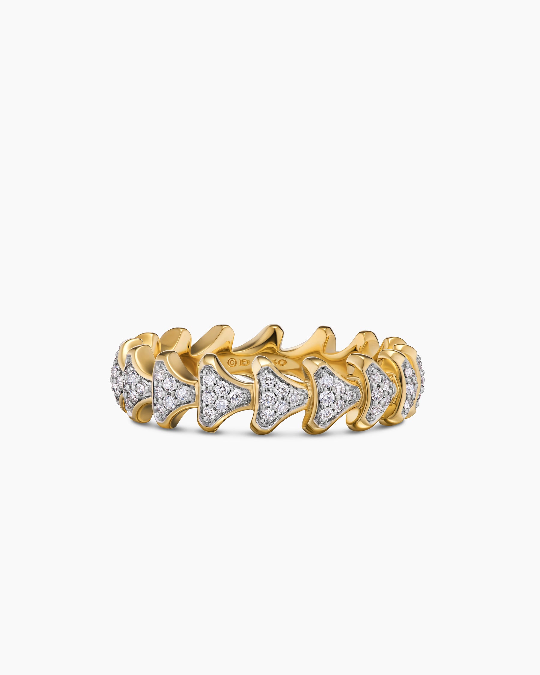 Armory Band Ring in 18K Yellow Gold with Diamonds, 6.2mm