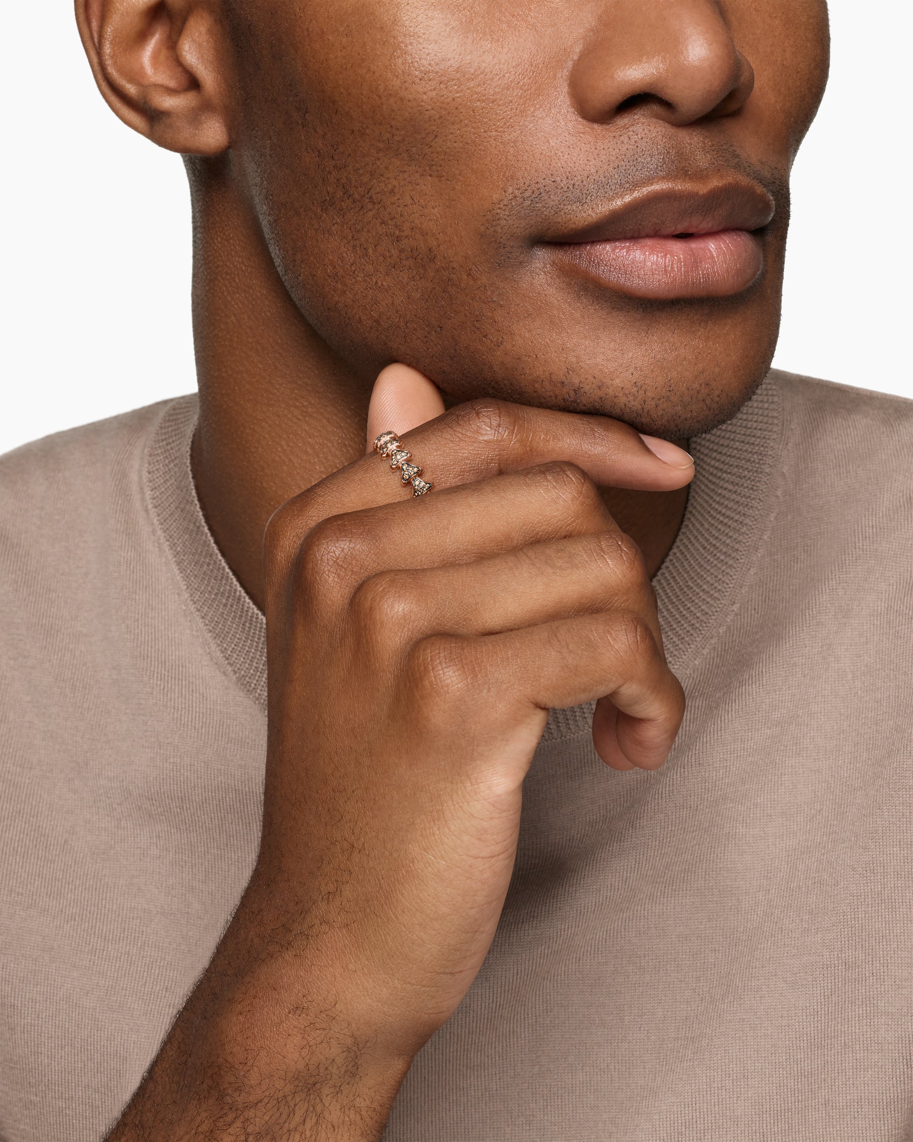 Alternative view of Armory Band Ring in 18K Rose Gold with Cognac Diamonds, 6.2mm