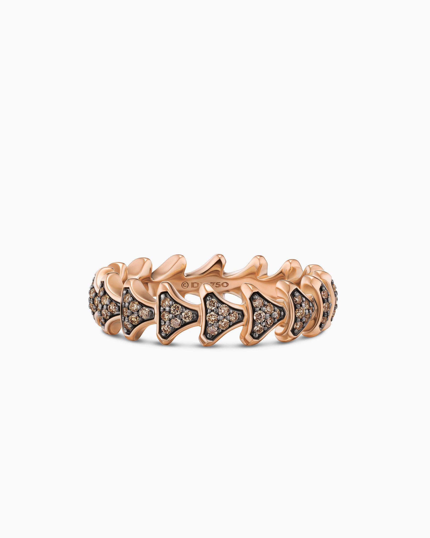 Armory Band Ring in 18K Rose Gold with Cognac Diamonds, 6.2mm
