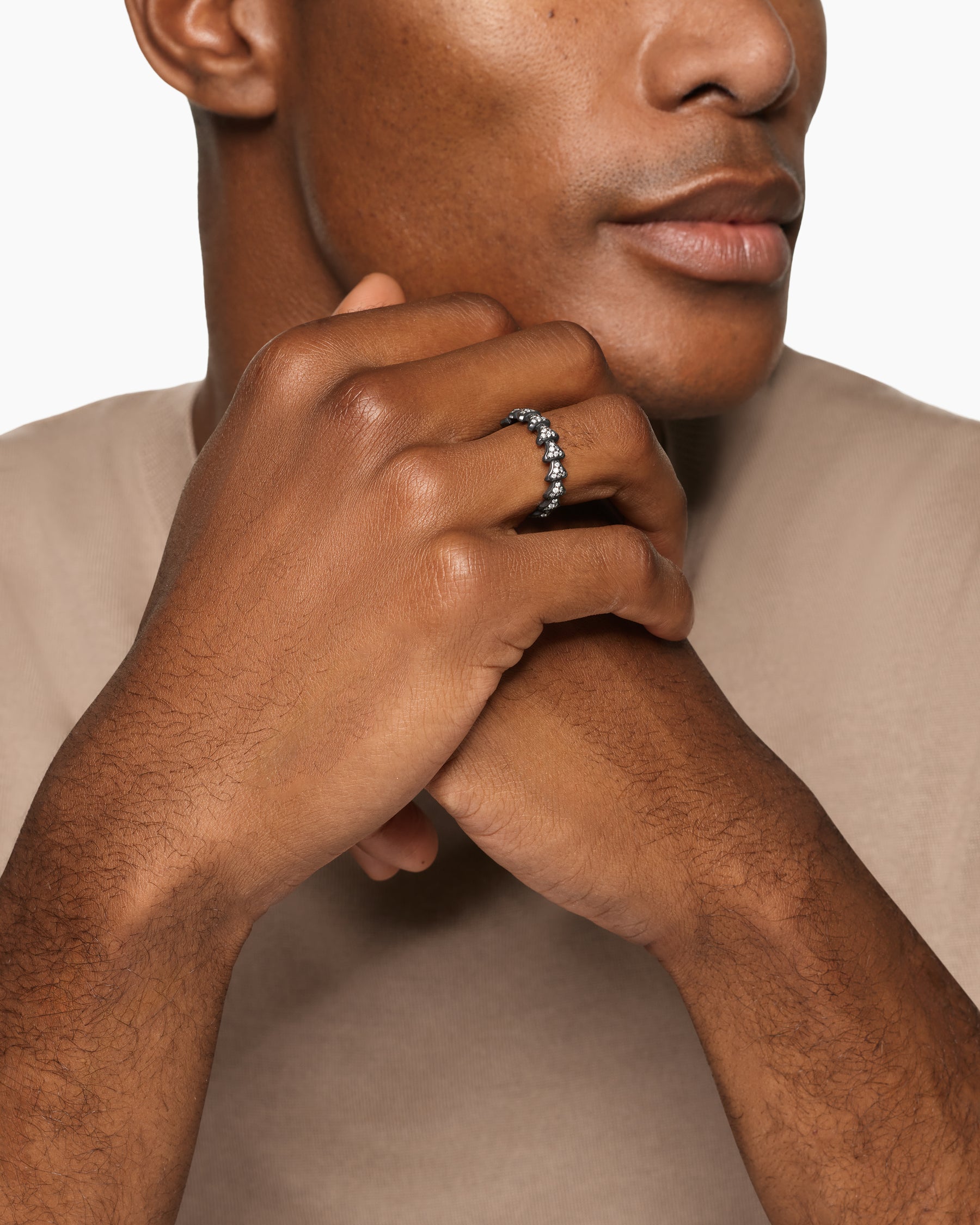 Alternative view of Armory Band Ring in Black Titanium with Diamonds, 6.2mm