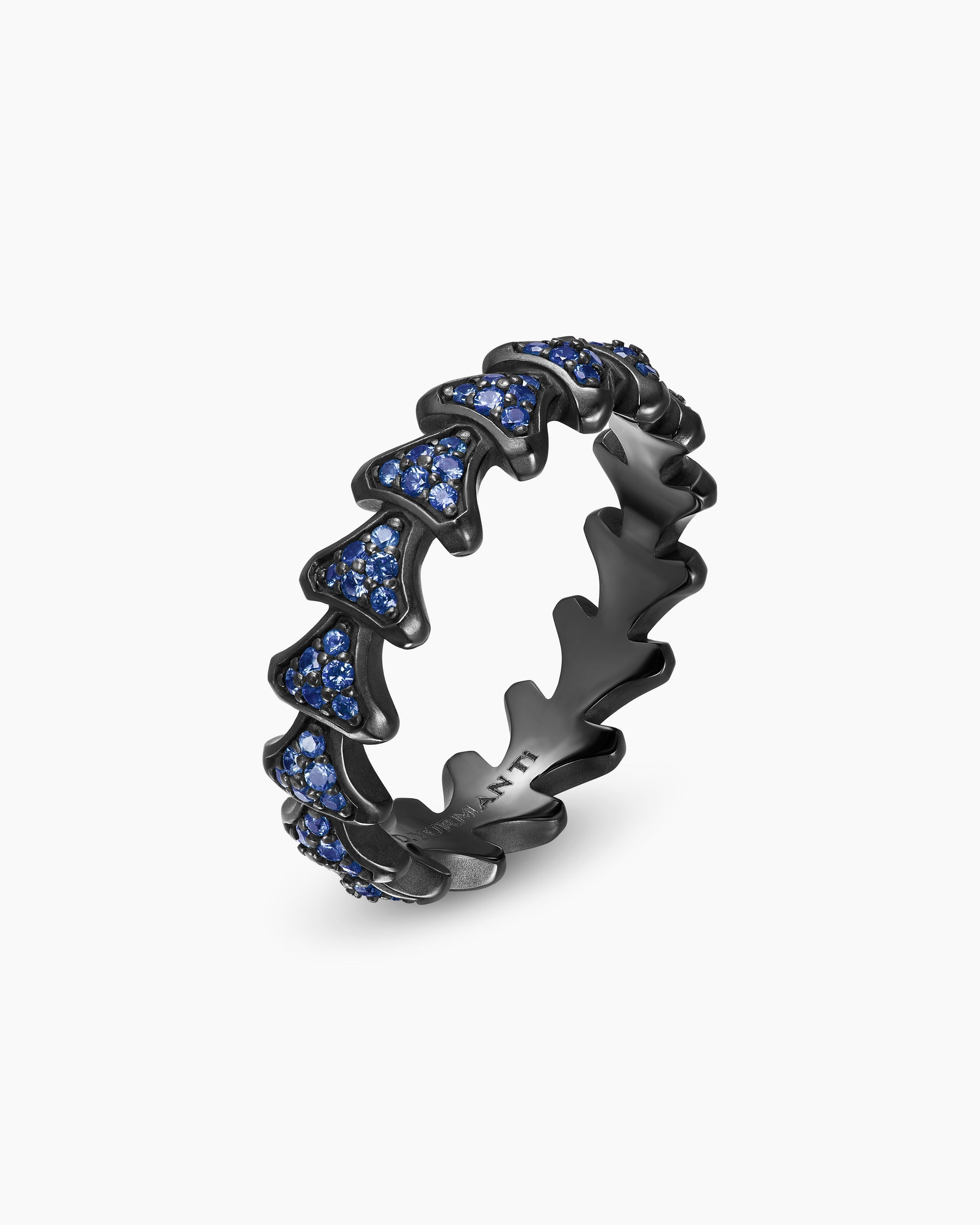 Armory Band Ring in Black Titanium with Sapphires, 6.2mm - Image 3