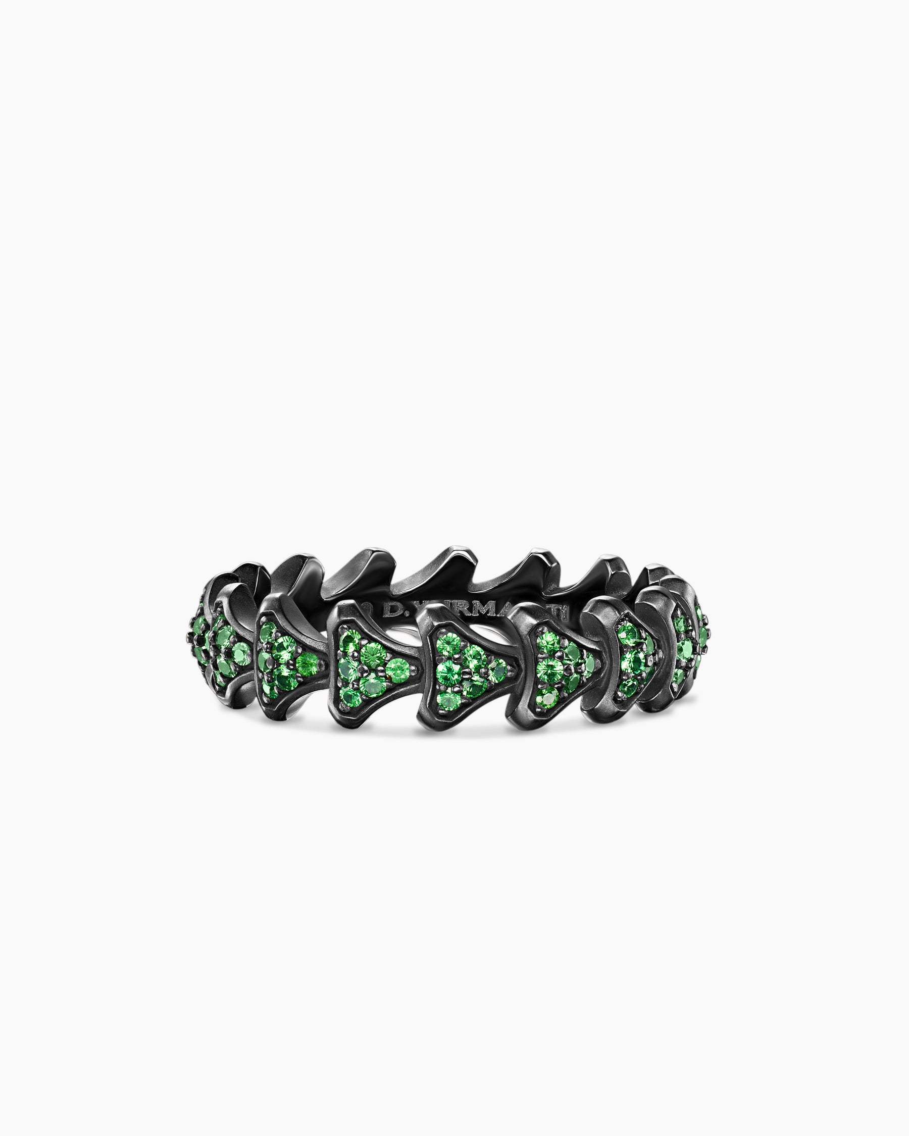 Armory Band Ring in Black Titanium with Tsavorites, 6.2mm
