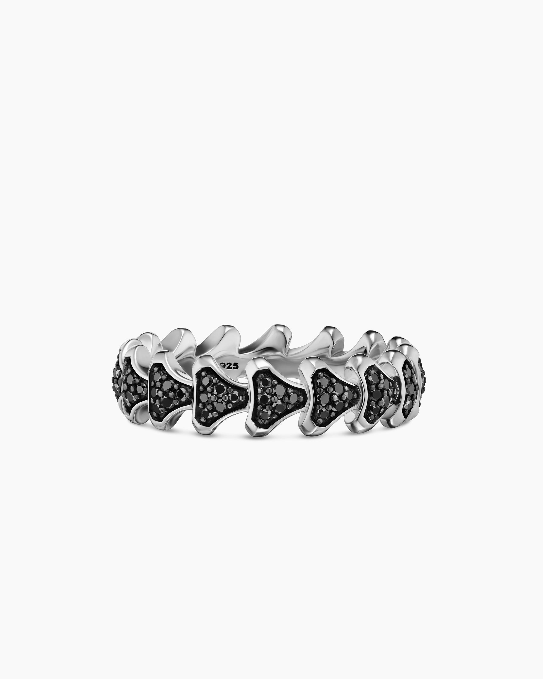 Armory Band Ring in Sterling Silver with Black Diamonds, 6.2mm