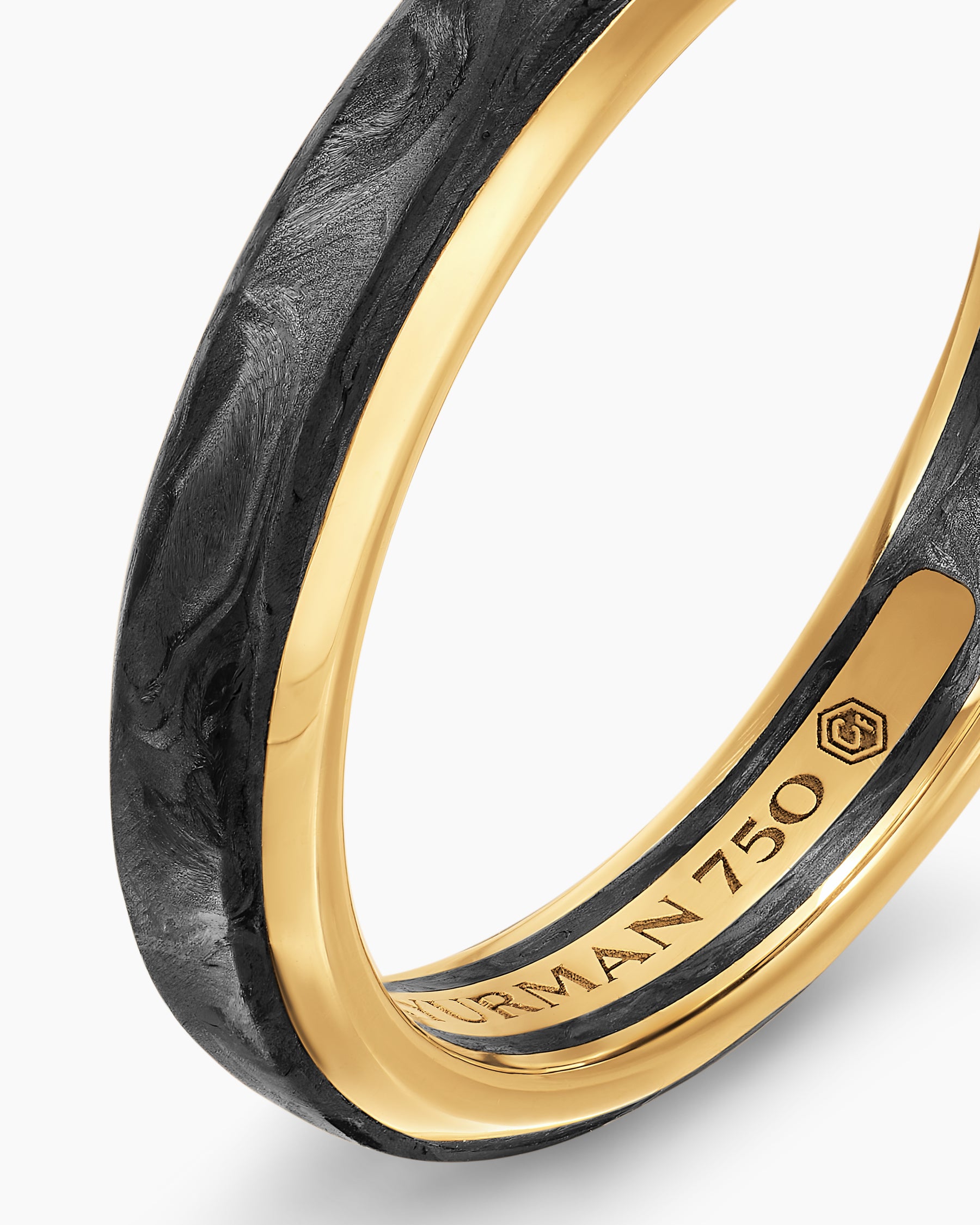 Streamline Band Ring in 18K Yellow Gold with Forged Carbon, 4mm - Image 5