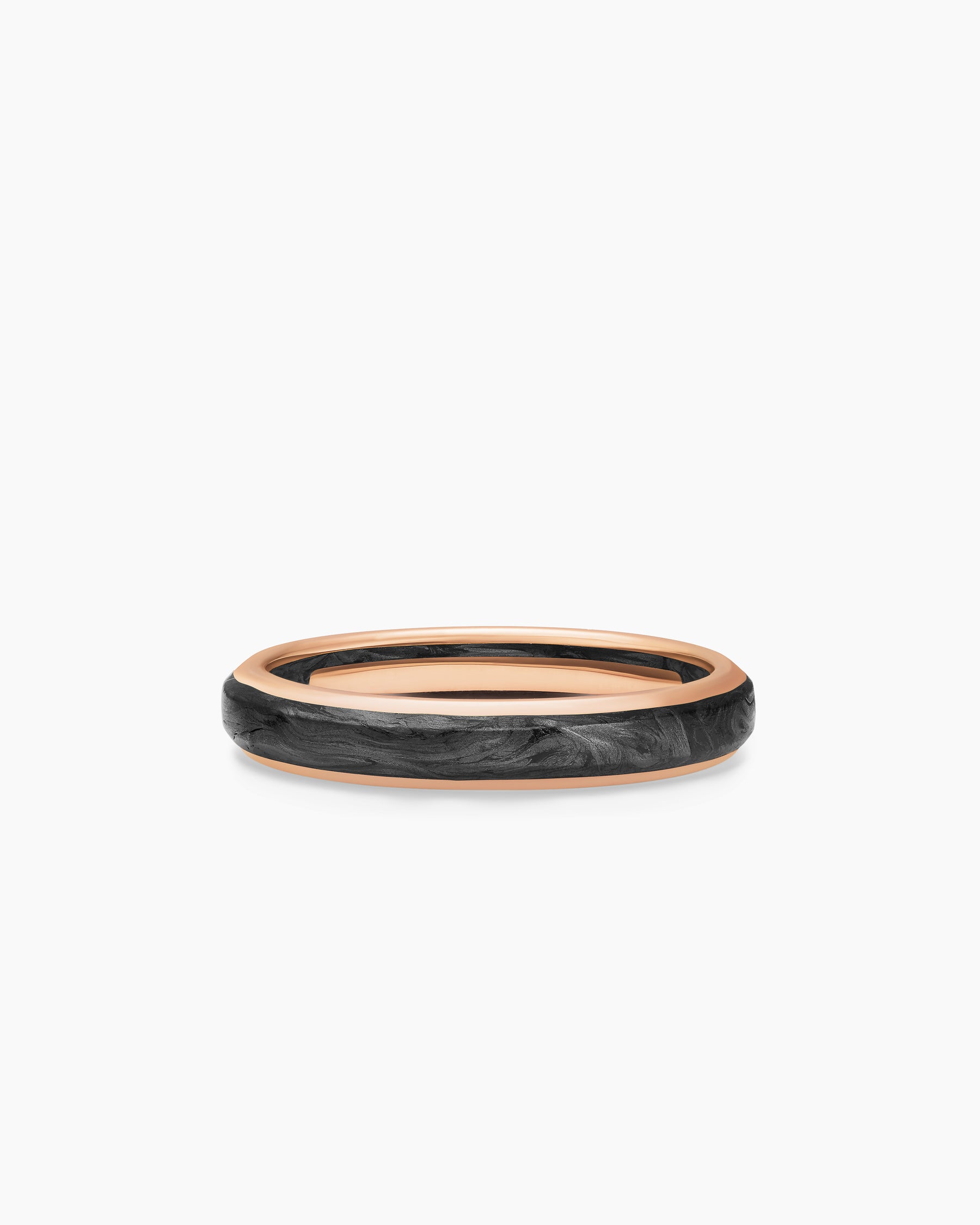 Streamline Band Ring in 18K Rose Gold with Forged Carbon, 4mm