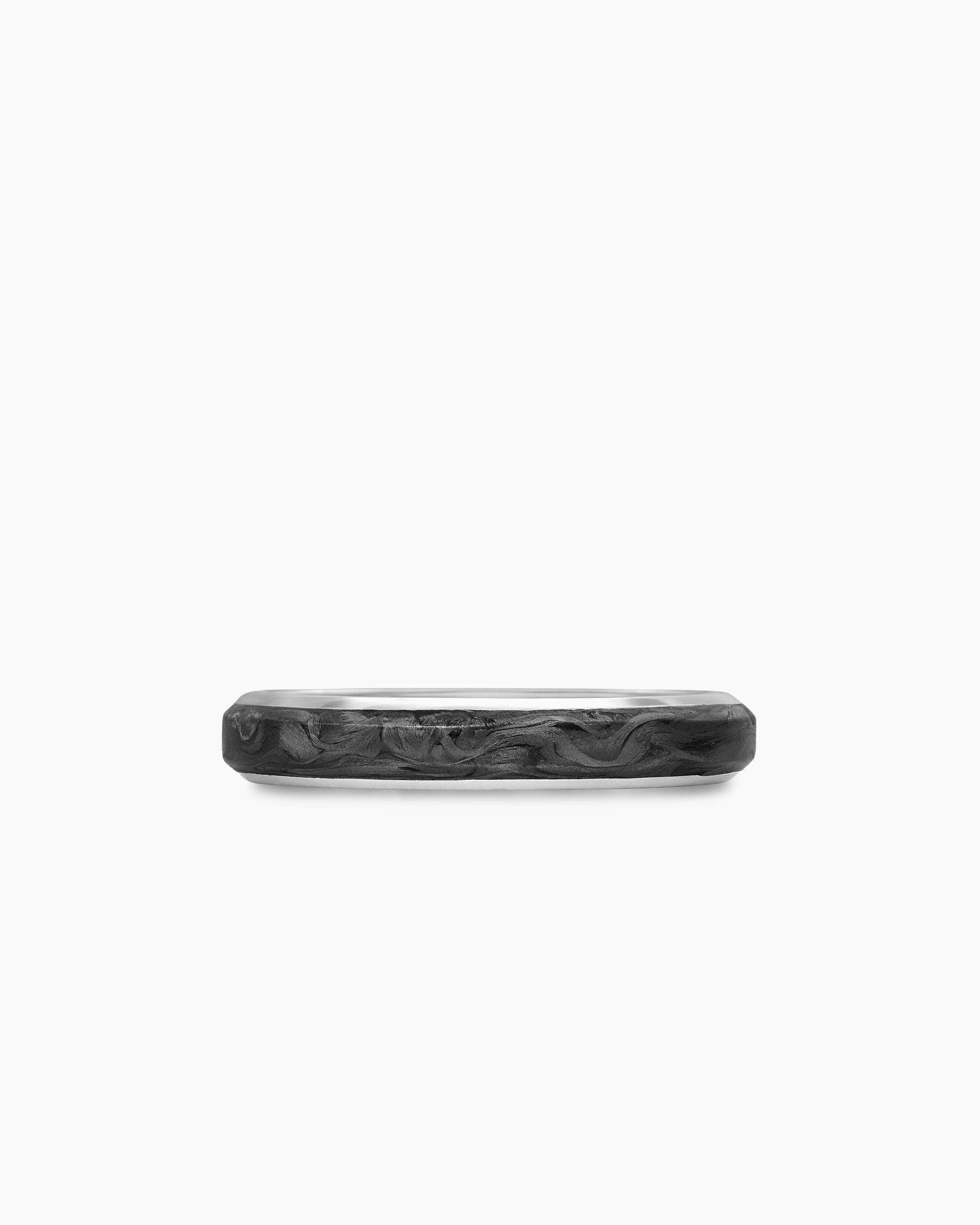 Streamline Band Ring in 18K White Gold with Forged Carbon, 4mm - Image 4