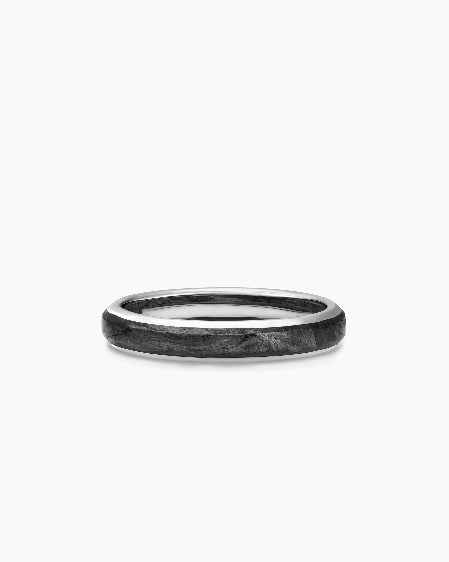 Streamline Band Ring in 18K White Gold with Forged Carbon, 4mm