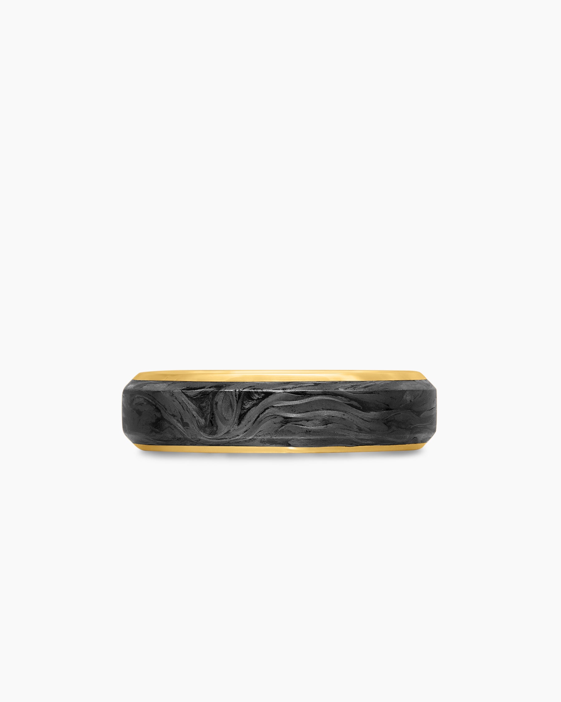 Streamline Band Ring in 18K Yellow Gold with Forged Carbon, 6mm - Image 4