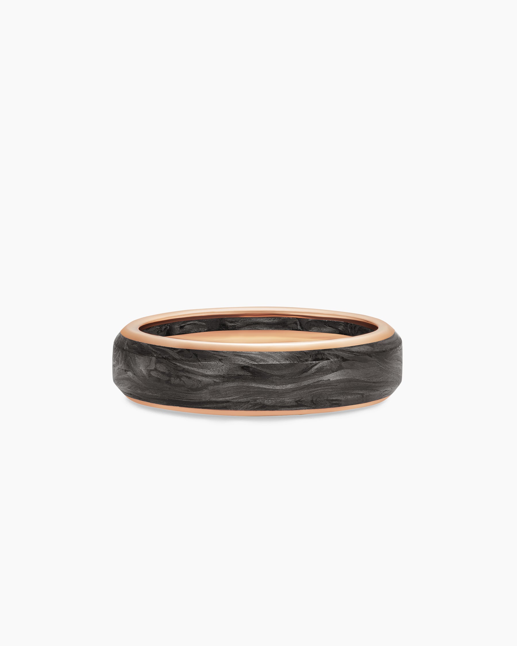 Streamline Band Ring in 18K Rose Gold with Forged Carbon, 6mm