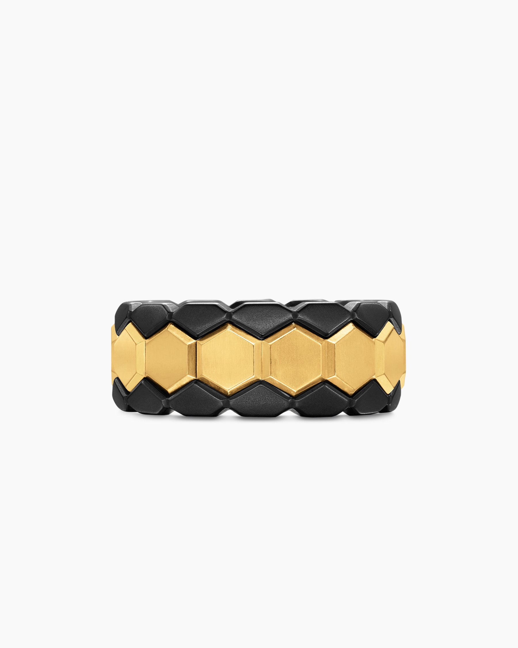 Hex Stack Ring in 18K Yellow Gold with Black Titanium, 9.3mm - Image 4