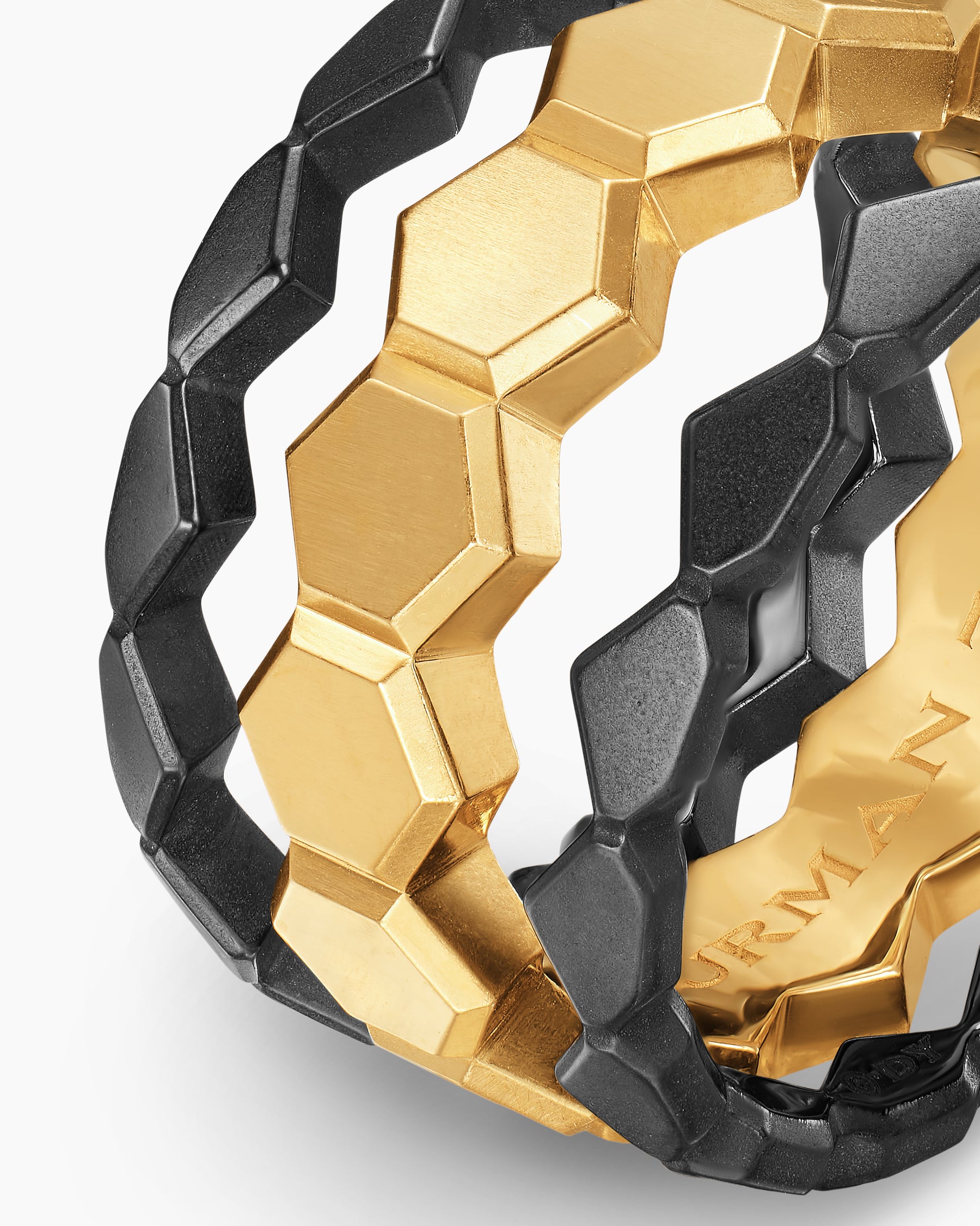 Hex Stack Ring in 18K Yellow Gold with Black Titanium, 9.3mm - Image 5