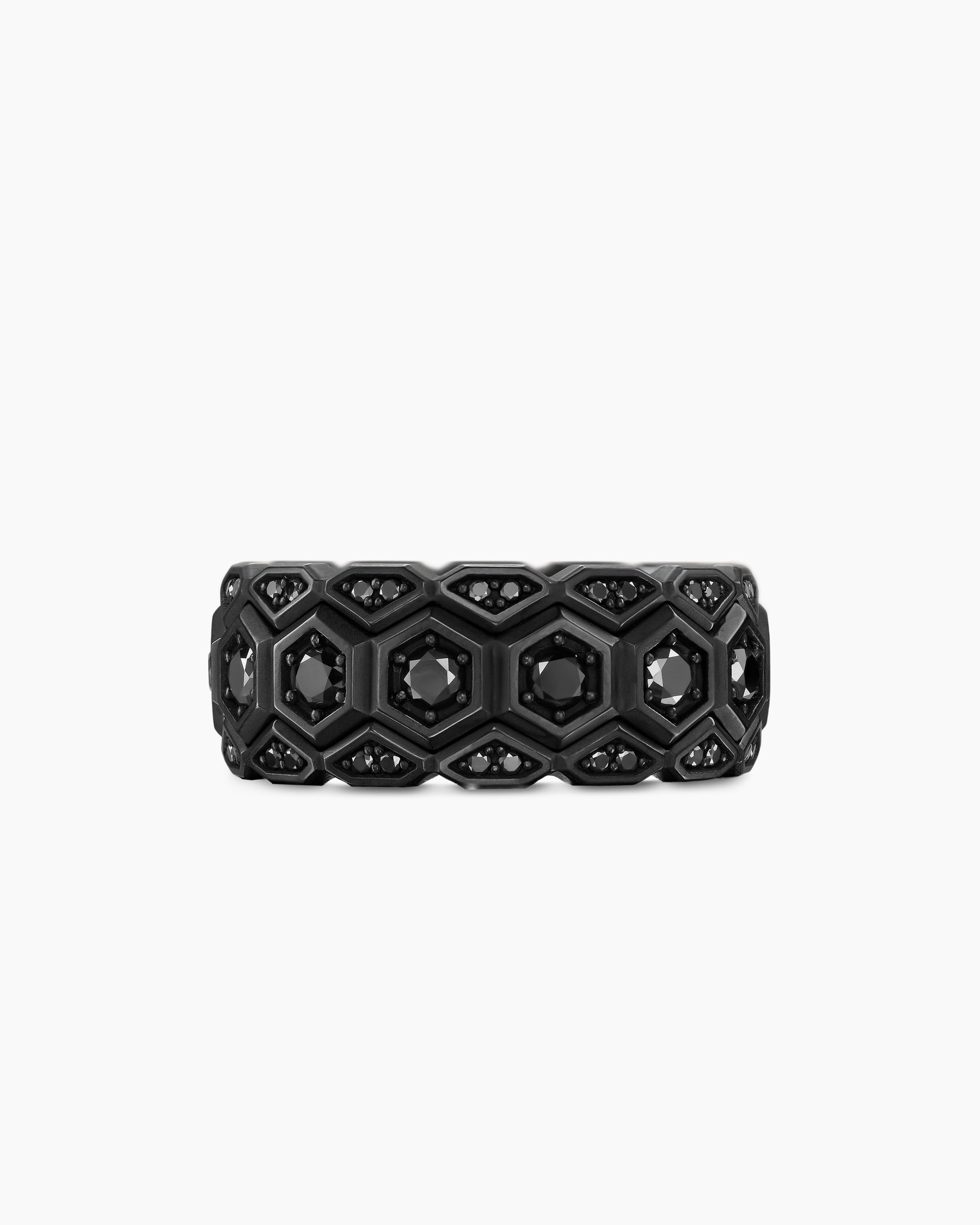 Hex Stack Ring in Black Titanium with Black Diamonds, 9.3mm - Image 4