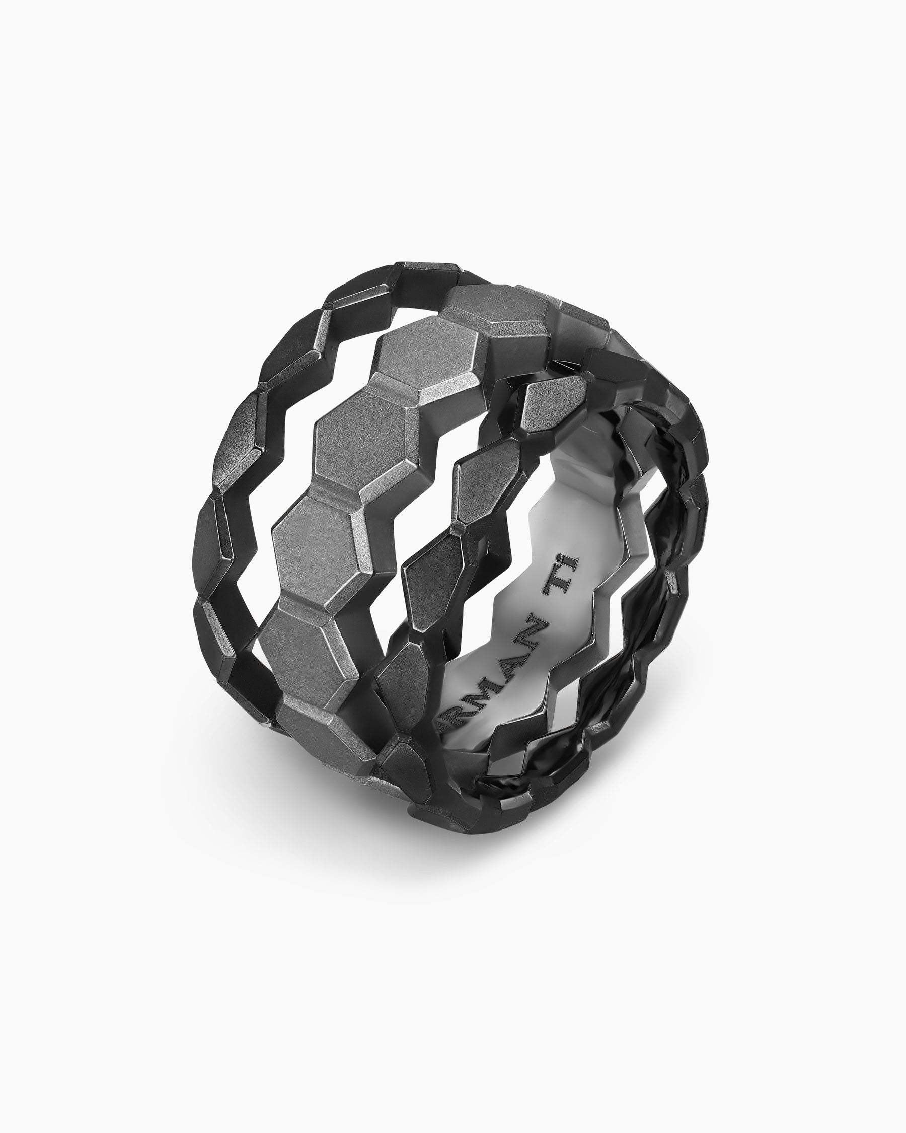 Hex Stack Ring in Black Titanium with Grey Titanium, 9.3mm - Image 3