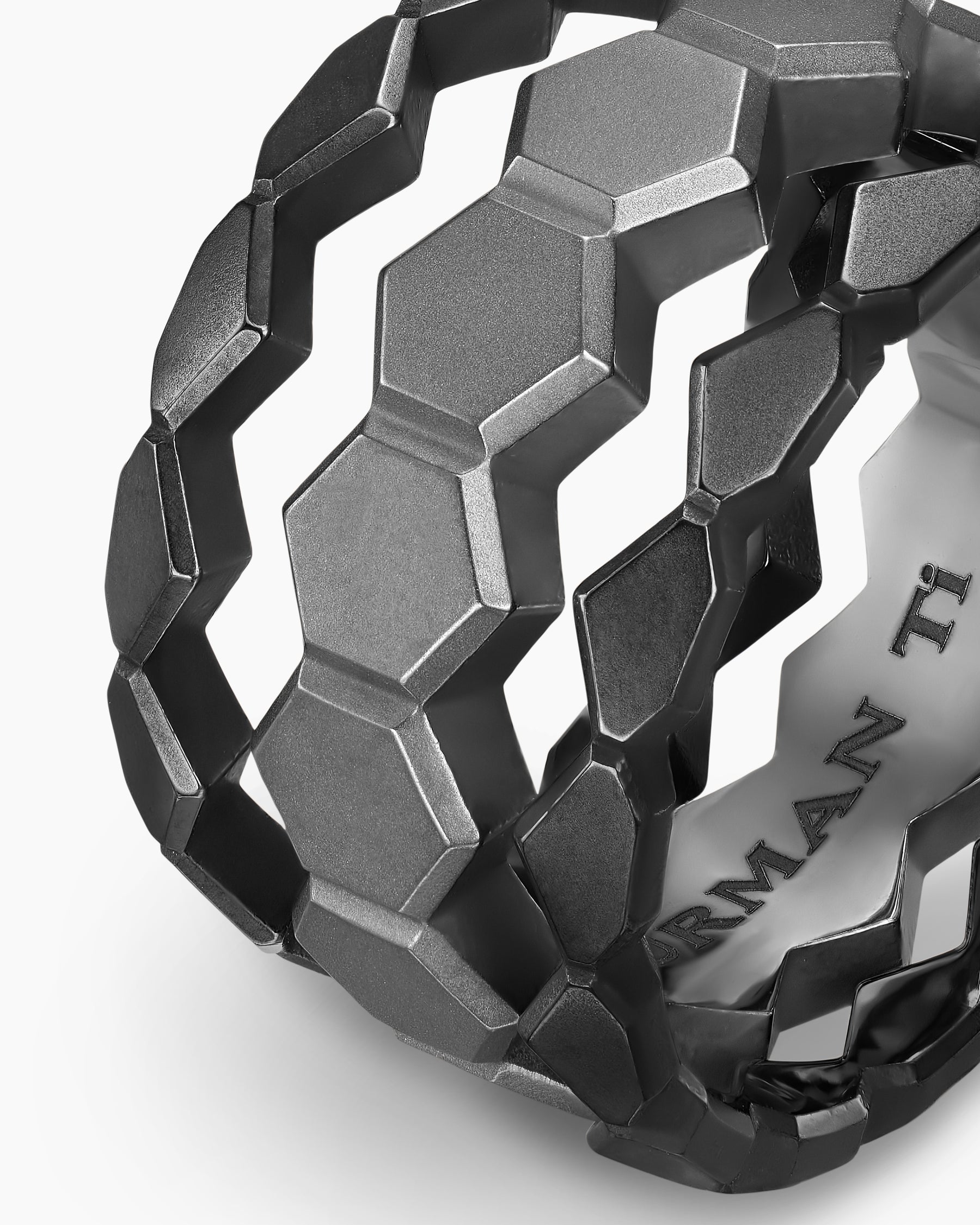 Hex Stack Ring in Black Titanium with Grey Titanium, 9.3mm - Image 5