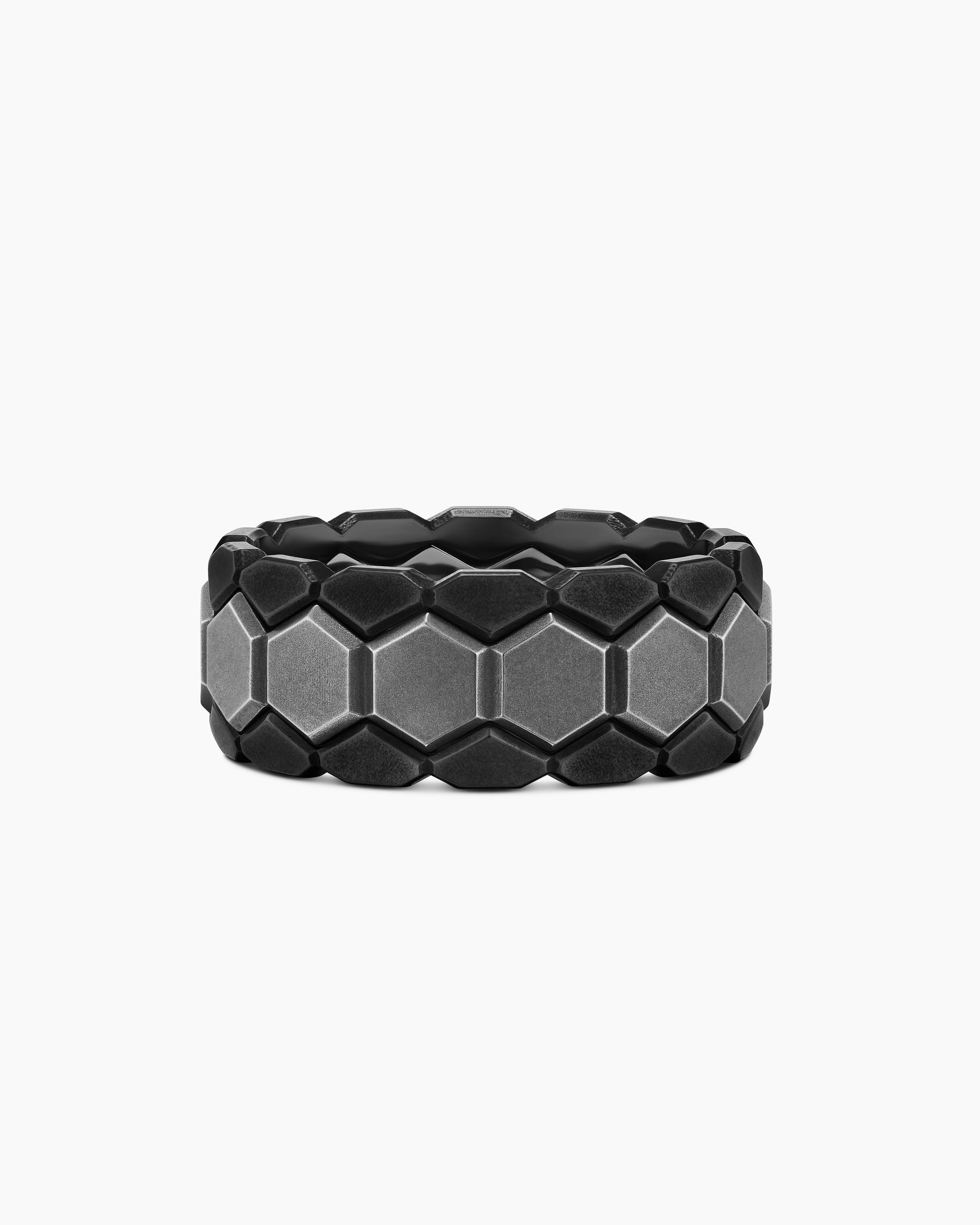 Hex Stack Ring in Black Titanium with Grey Titanium, 9.3mm