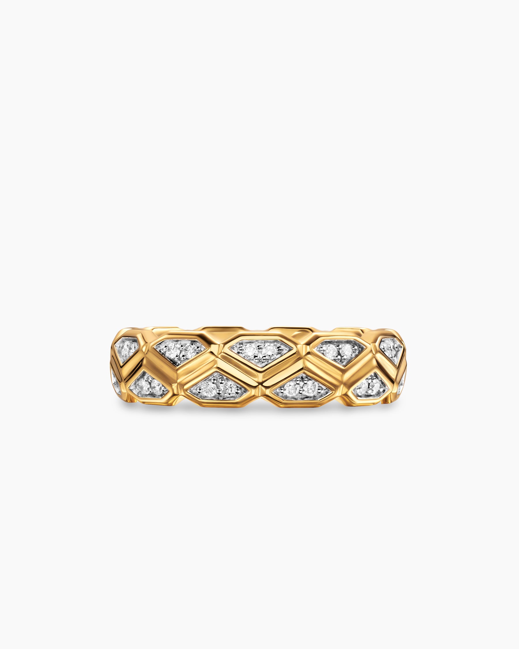 Hex Band Ring in 18K Yellow Gold with Diamonds, 6mm - Image 4