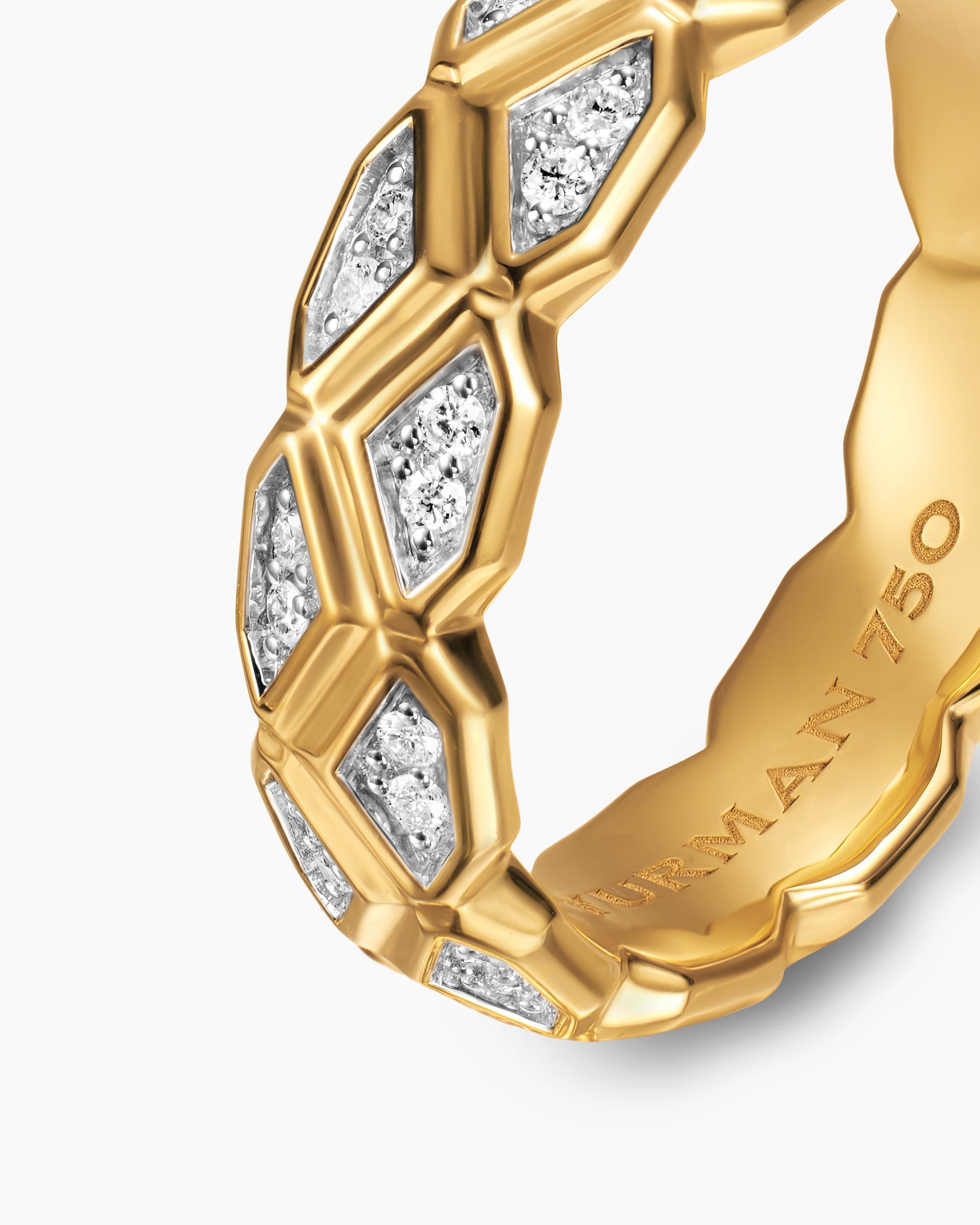 Hex Band Ring in 18K Yellow Gold with Diamonds, 6mm - Image 5
