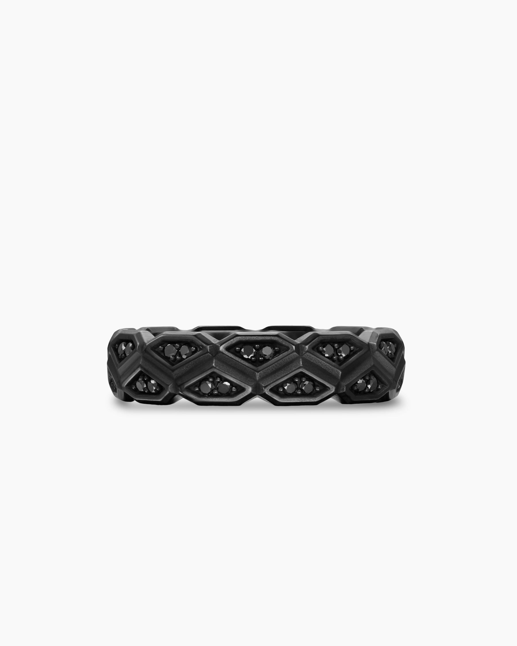 Hex Band Ring in Black Titanium with Black Diamonds, 6mm - Image 4