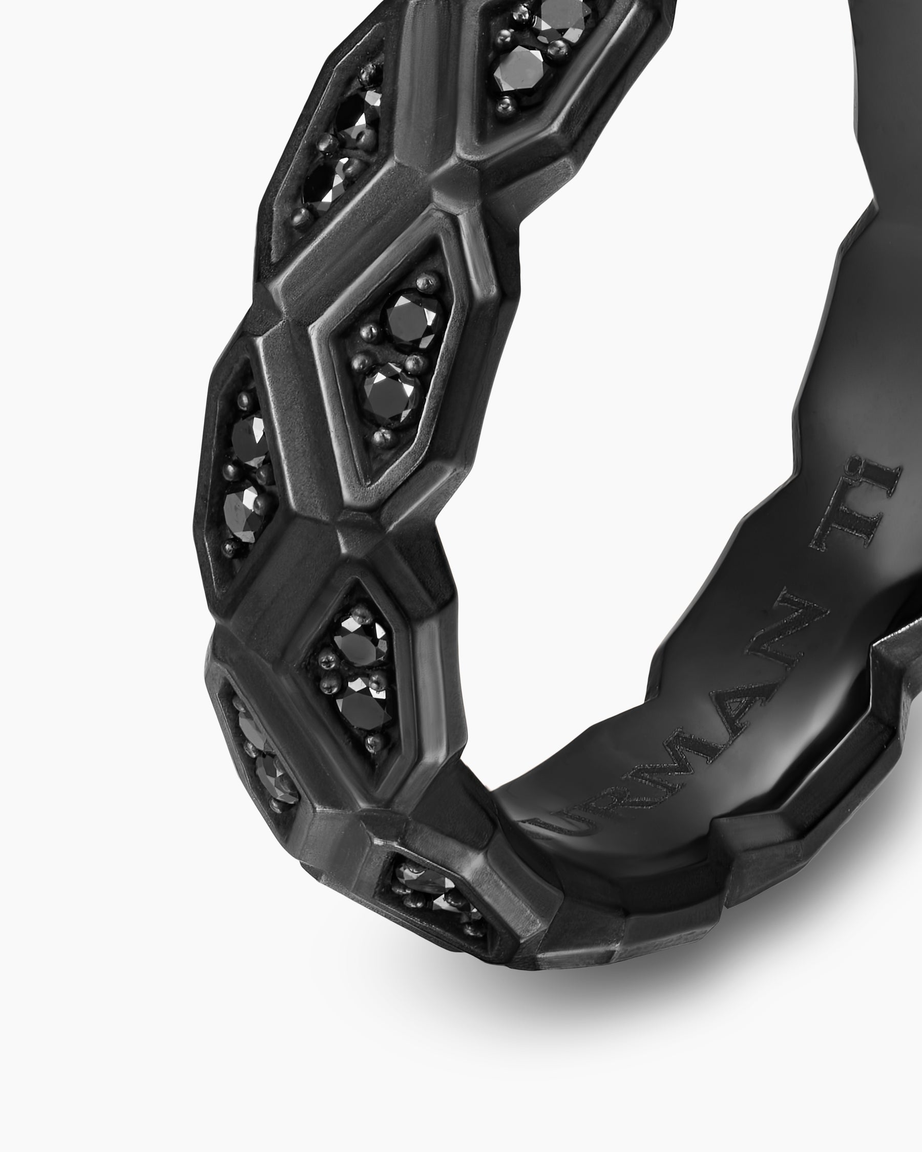 Hex Band Ring in Black Titanium with Black Diamonds, 6mm - Image 5