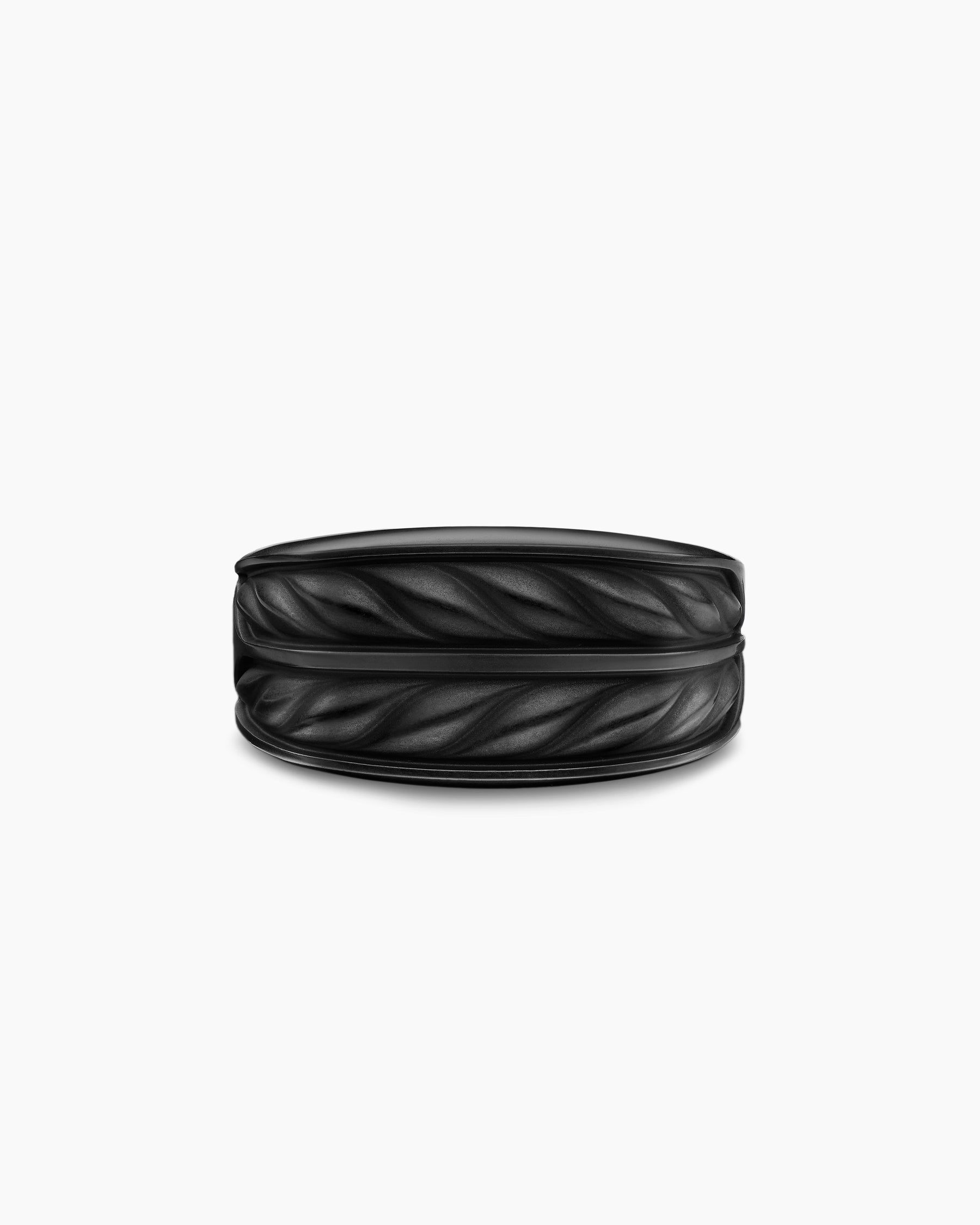 Chevron Three Sided Signet Ring in Black Titanium, 12.5mm - Image 4