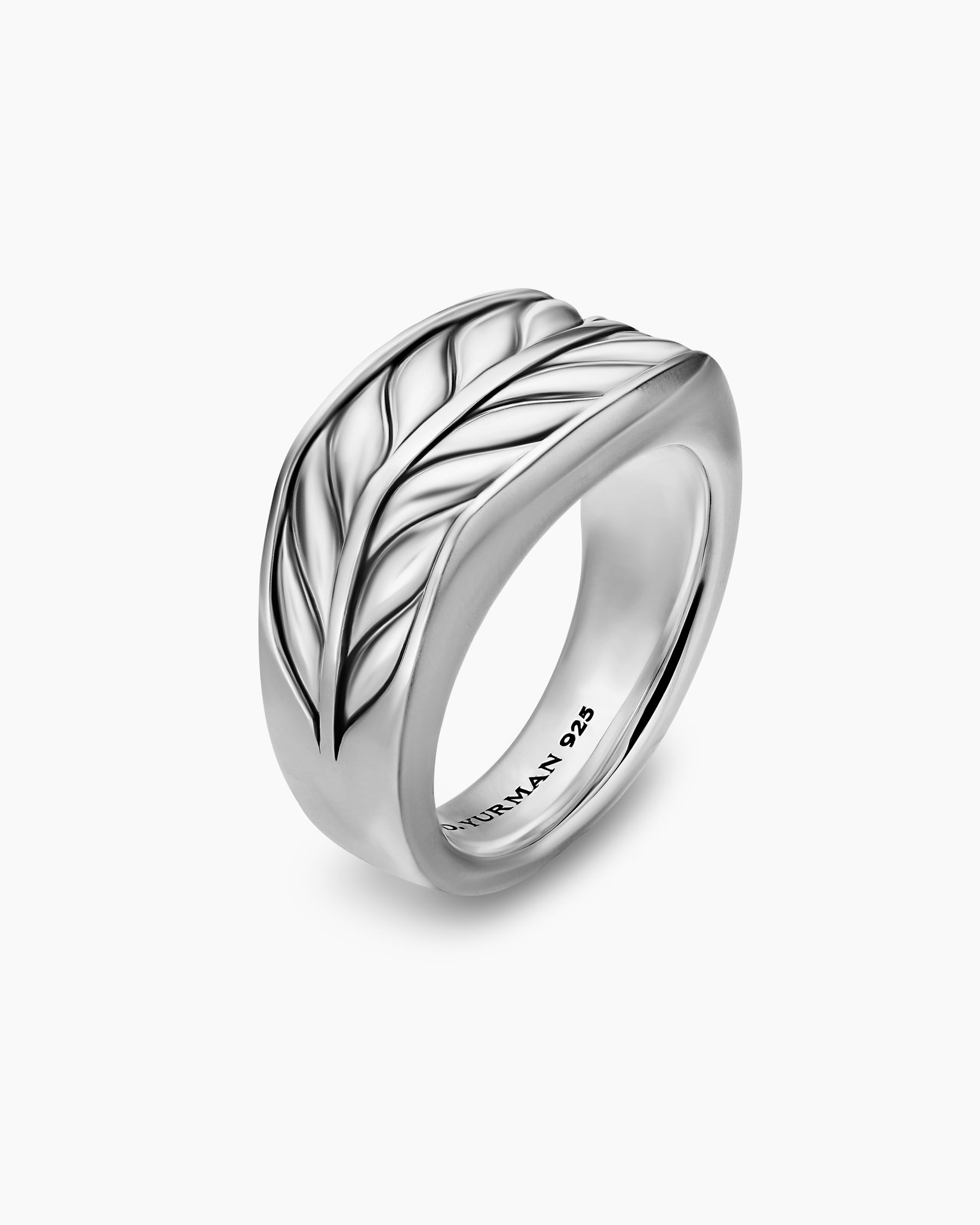 Chevron Three Sided Signet Ring in Sterling Silver, 12.5mm - Image 3