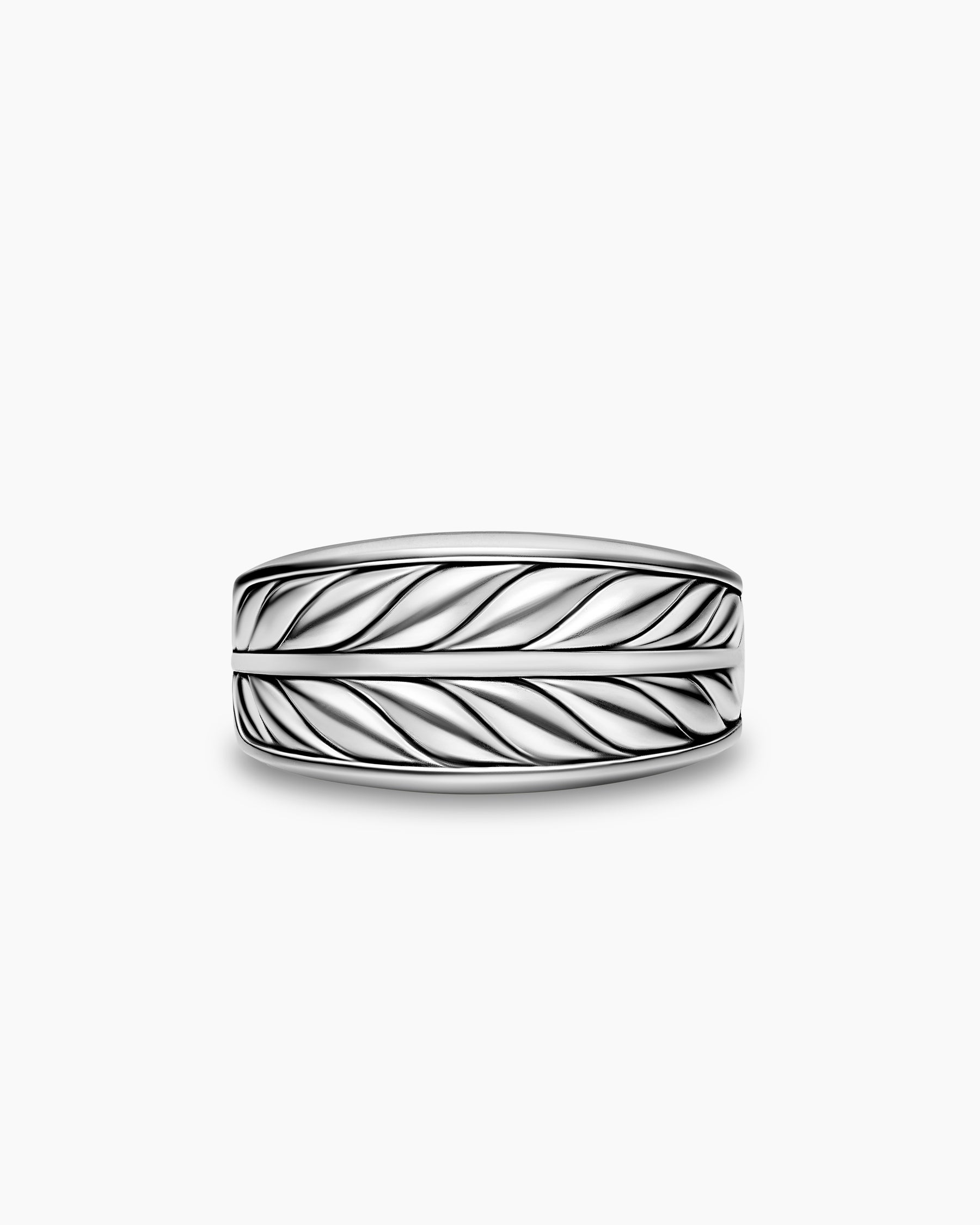 Chevron Three Sided Signet Ring in Sterling Silver, 12.5mm - Image 4