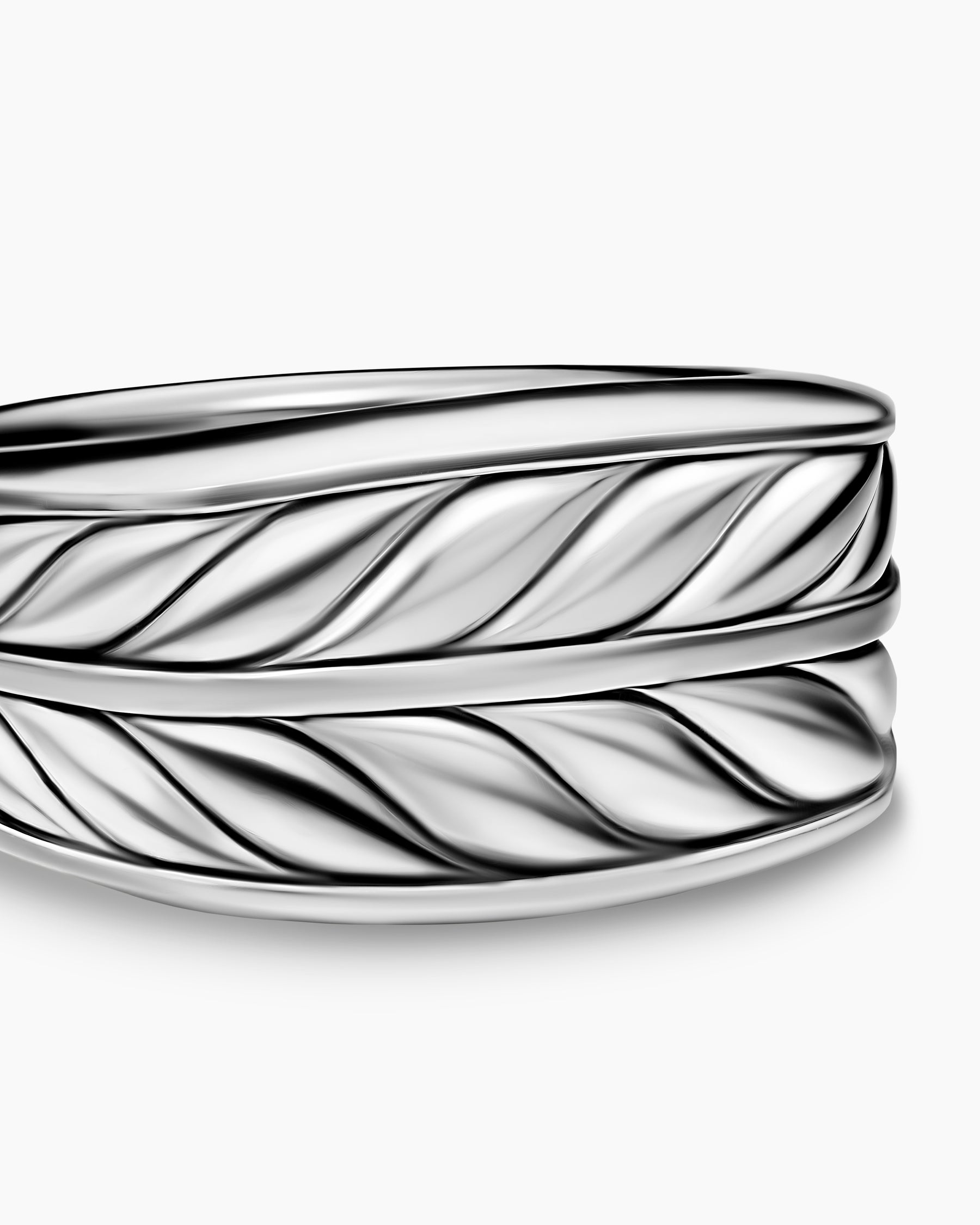 Chevron Three Sided Signet Ring in Sterling Silver, 12.5mm - Image 5