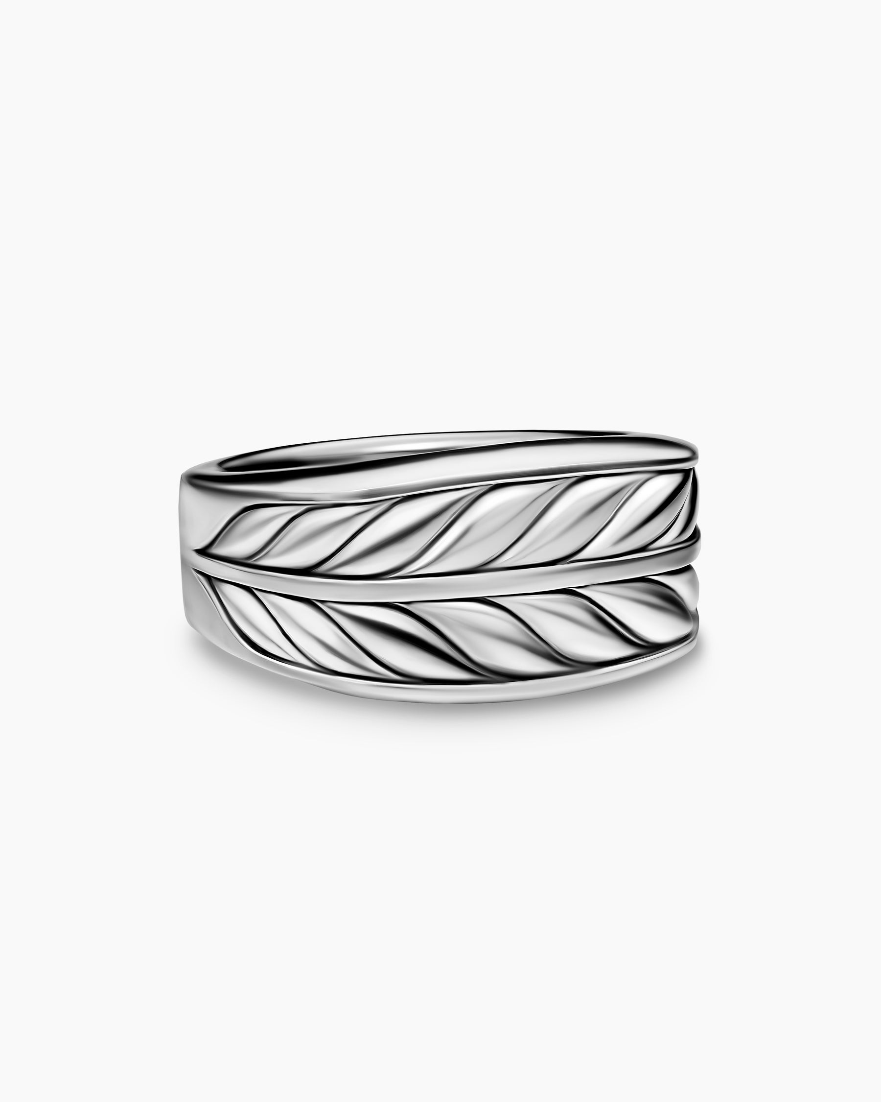 Chevron Three Sided Signet Ring in Sterling Silver, 12.5mm