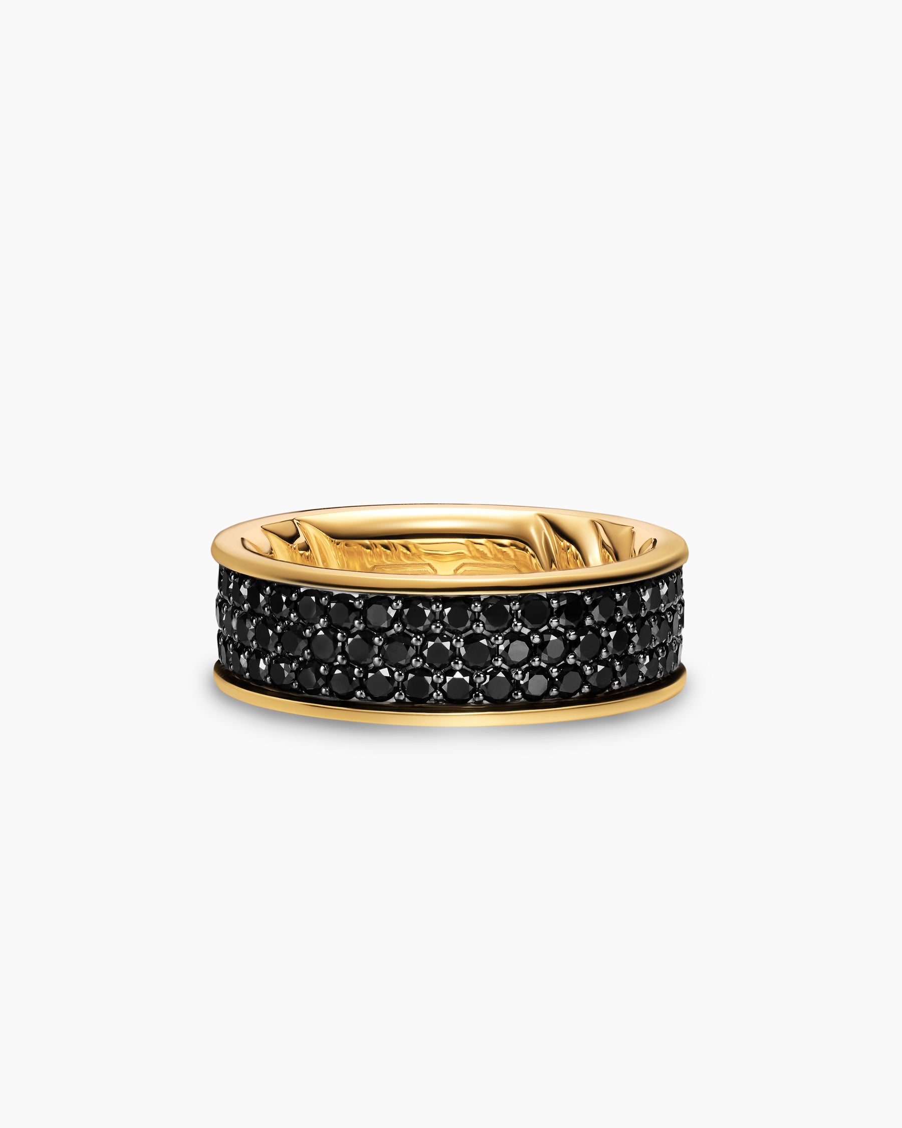 Streamline Band Ring in 18K Yellow Gold with Black Diamonds, 7.6mm