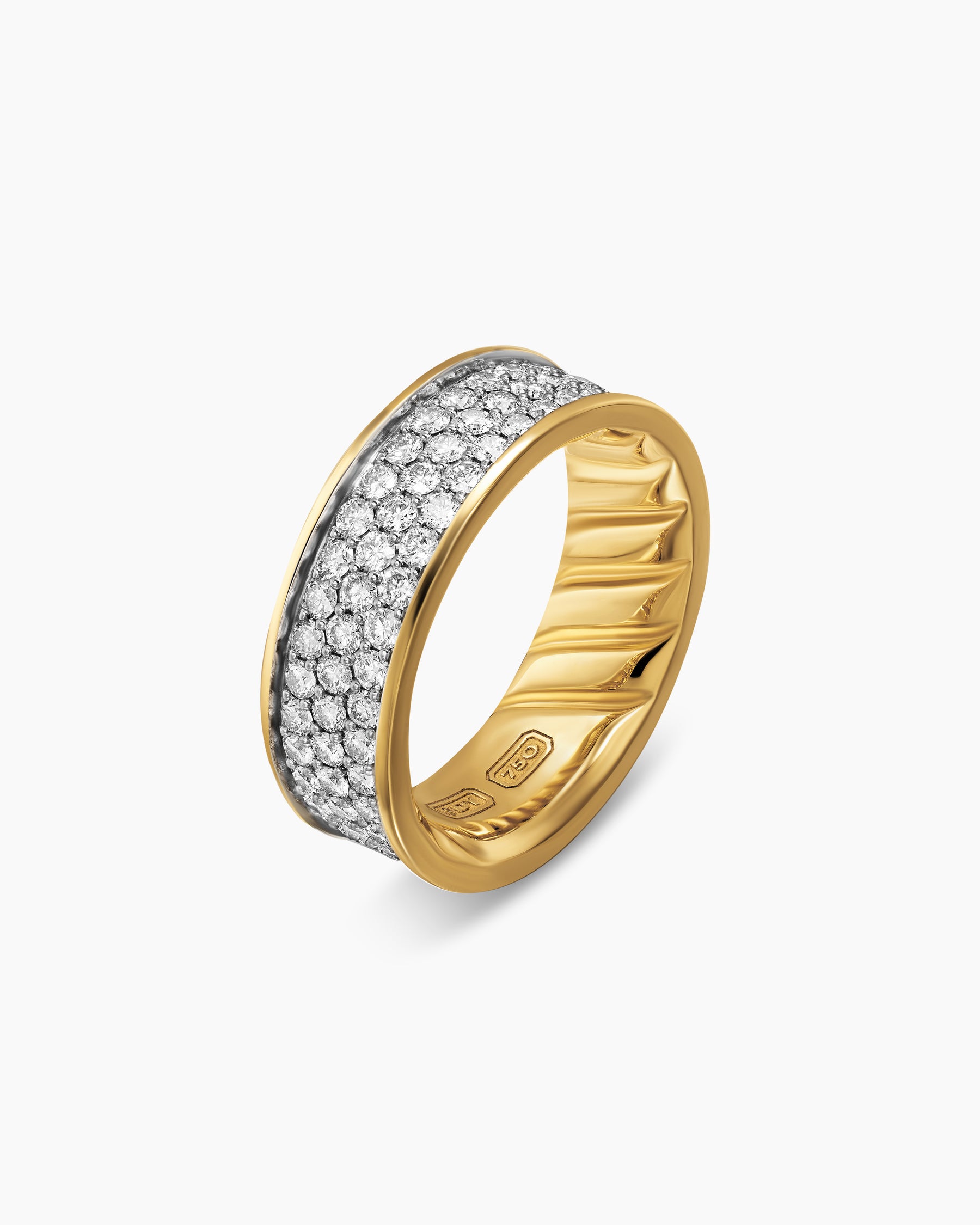 Alternative view of Streamline Band Ring in 18K Yellow Gold with Diamonds, 7.6mm