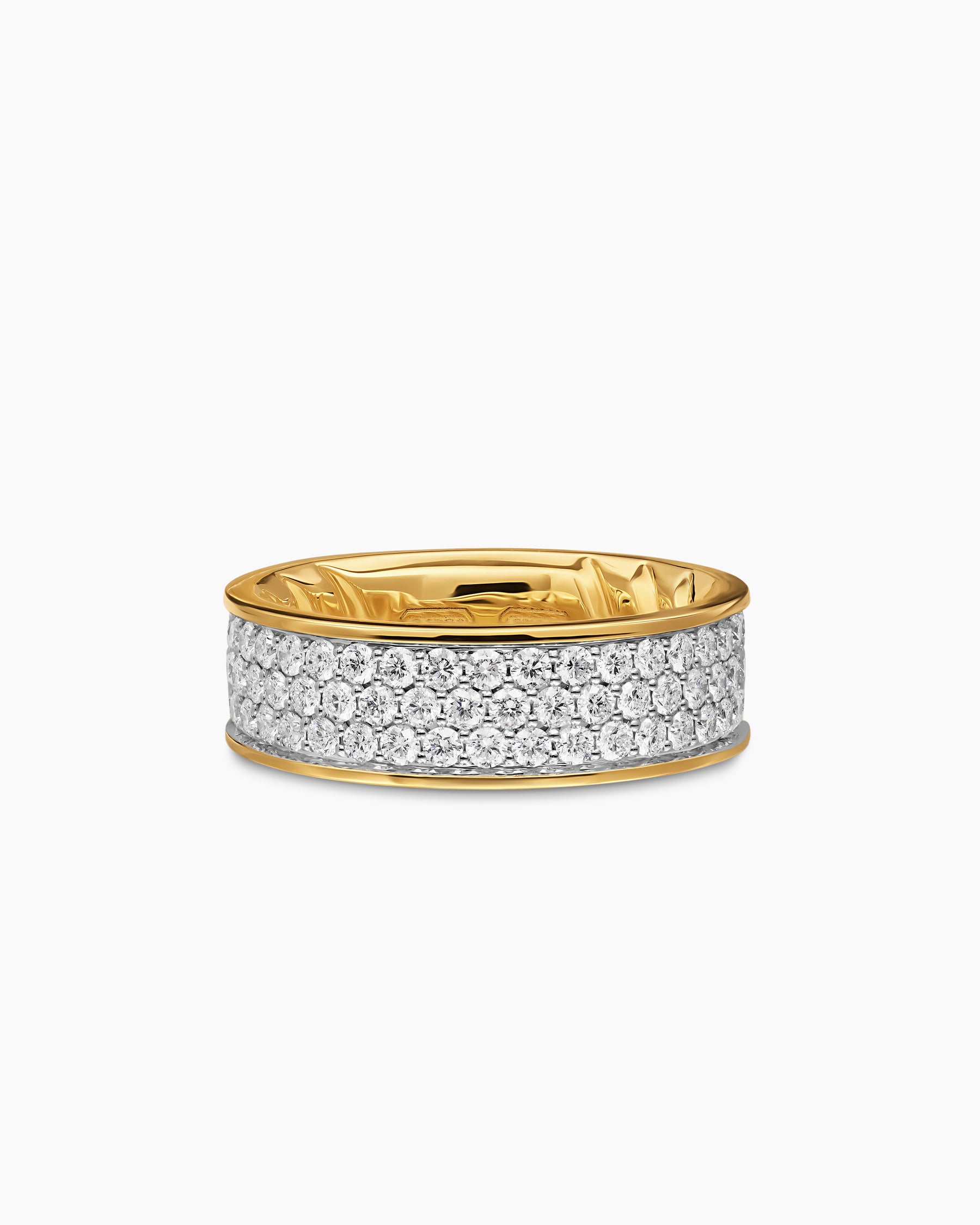 Streamline Band Ring in 18K Yellow Gold with Diamonds, 7.6mm